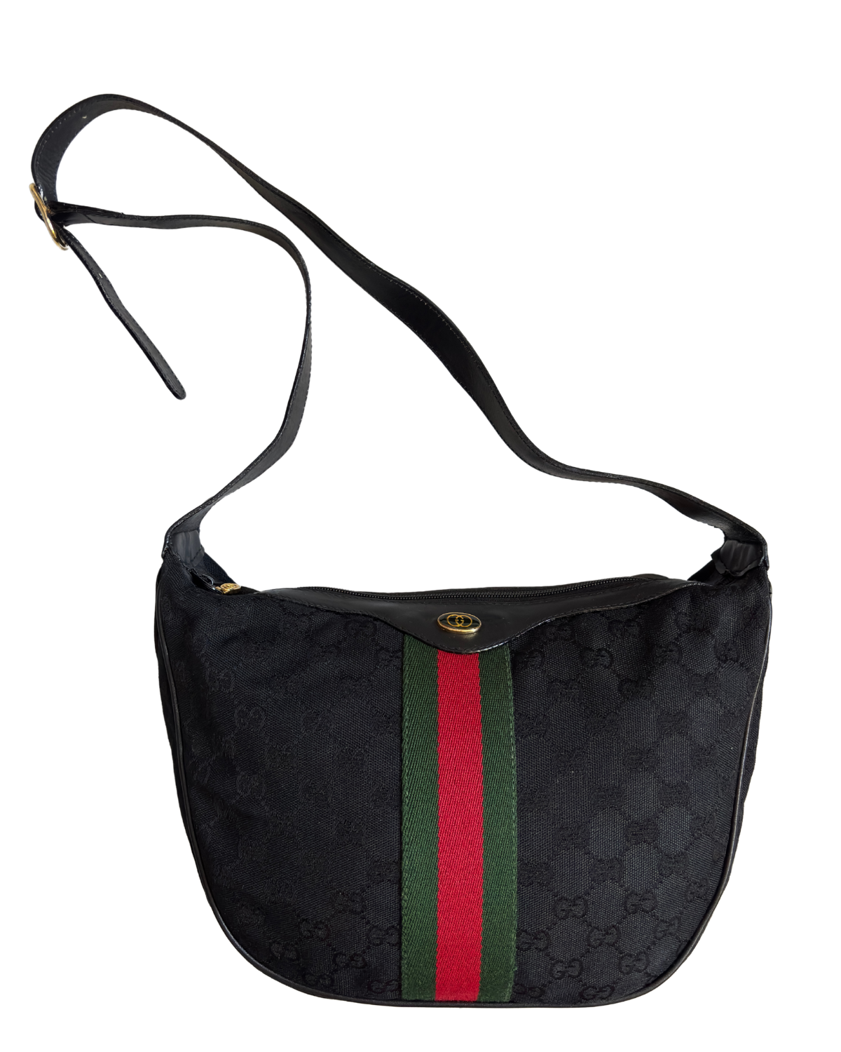Gucci Vintage GG Web Sherry Line Canvas Shoulder Bag