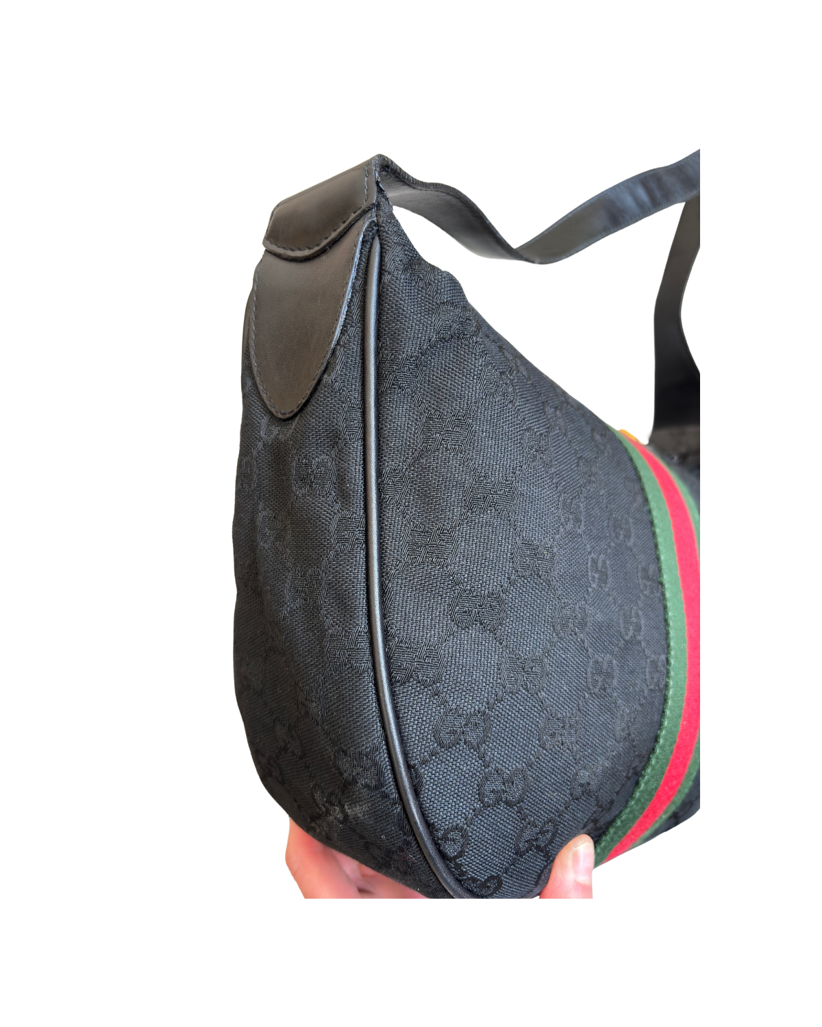 Gucci Vintage GG Web Sherry Line Canvas Shoulder Bag