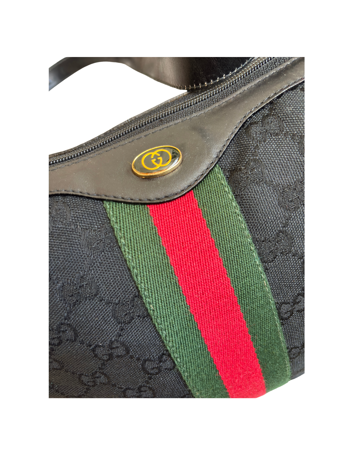 Gucci Vintage GG Web Sherry Line Canvas Shoulder Bag