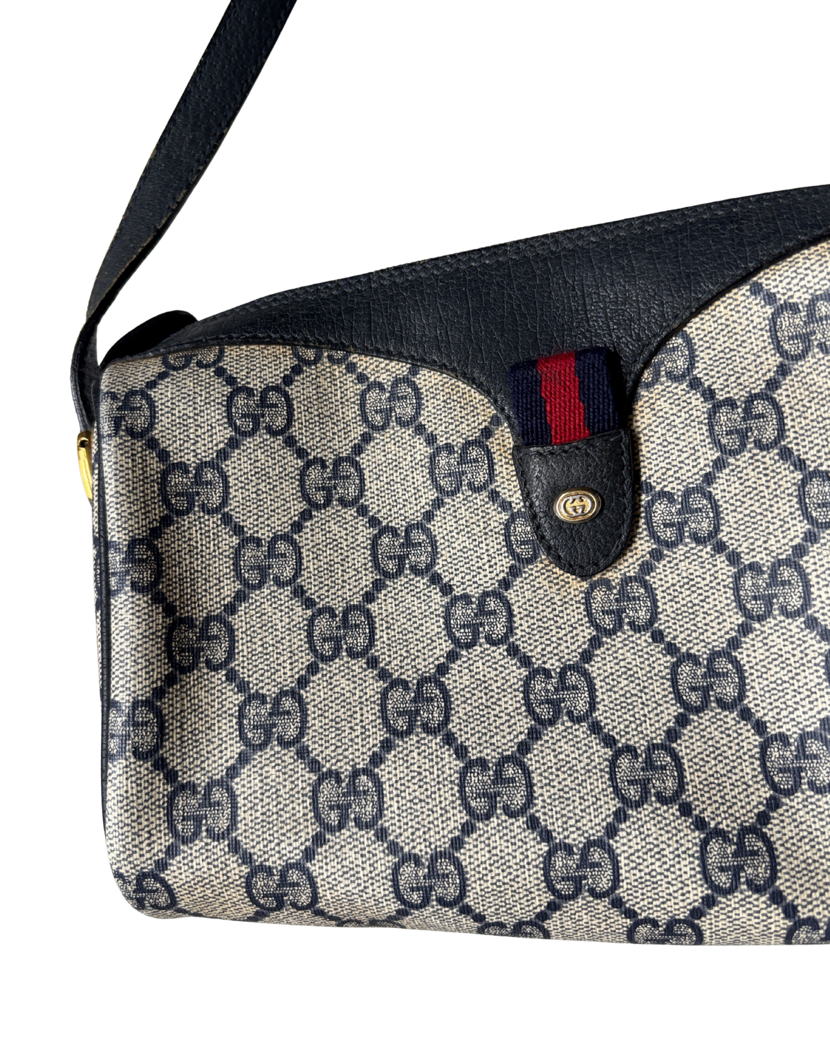 Gucci GG Navy Supreme Shoulder Bag (1970's-1980's)