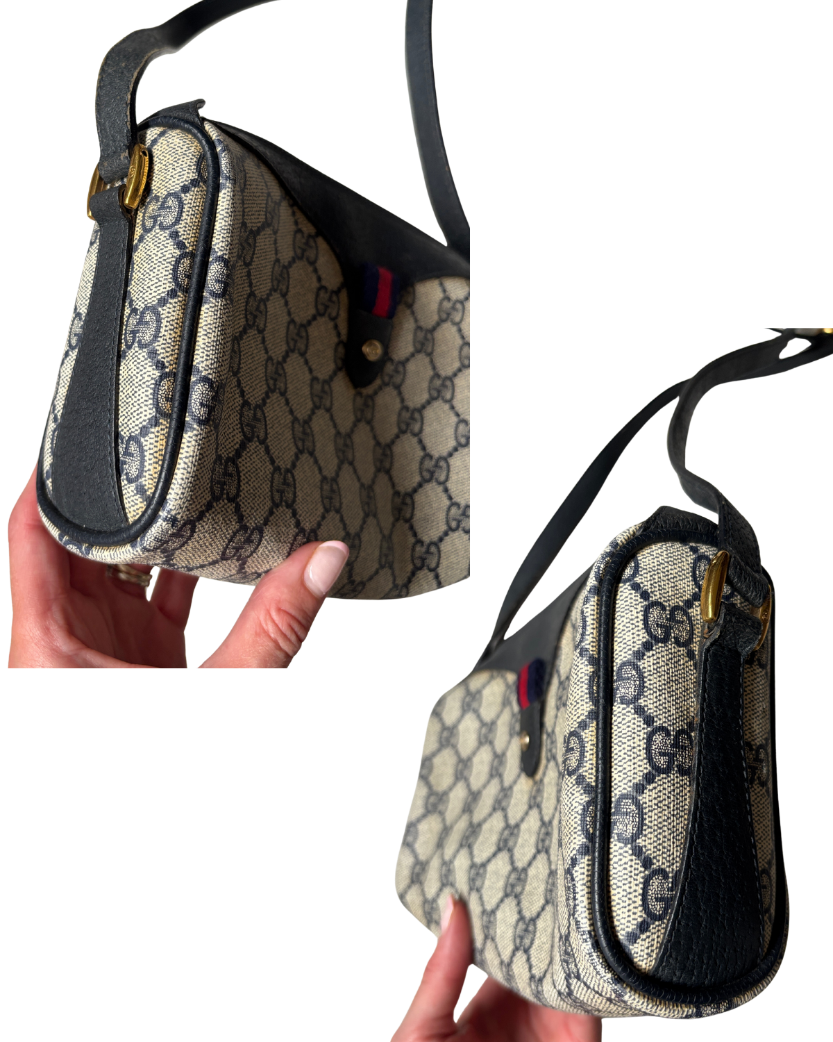 Gucci GG Navy Supreme Shoulder Bag (1970's-1980's)