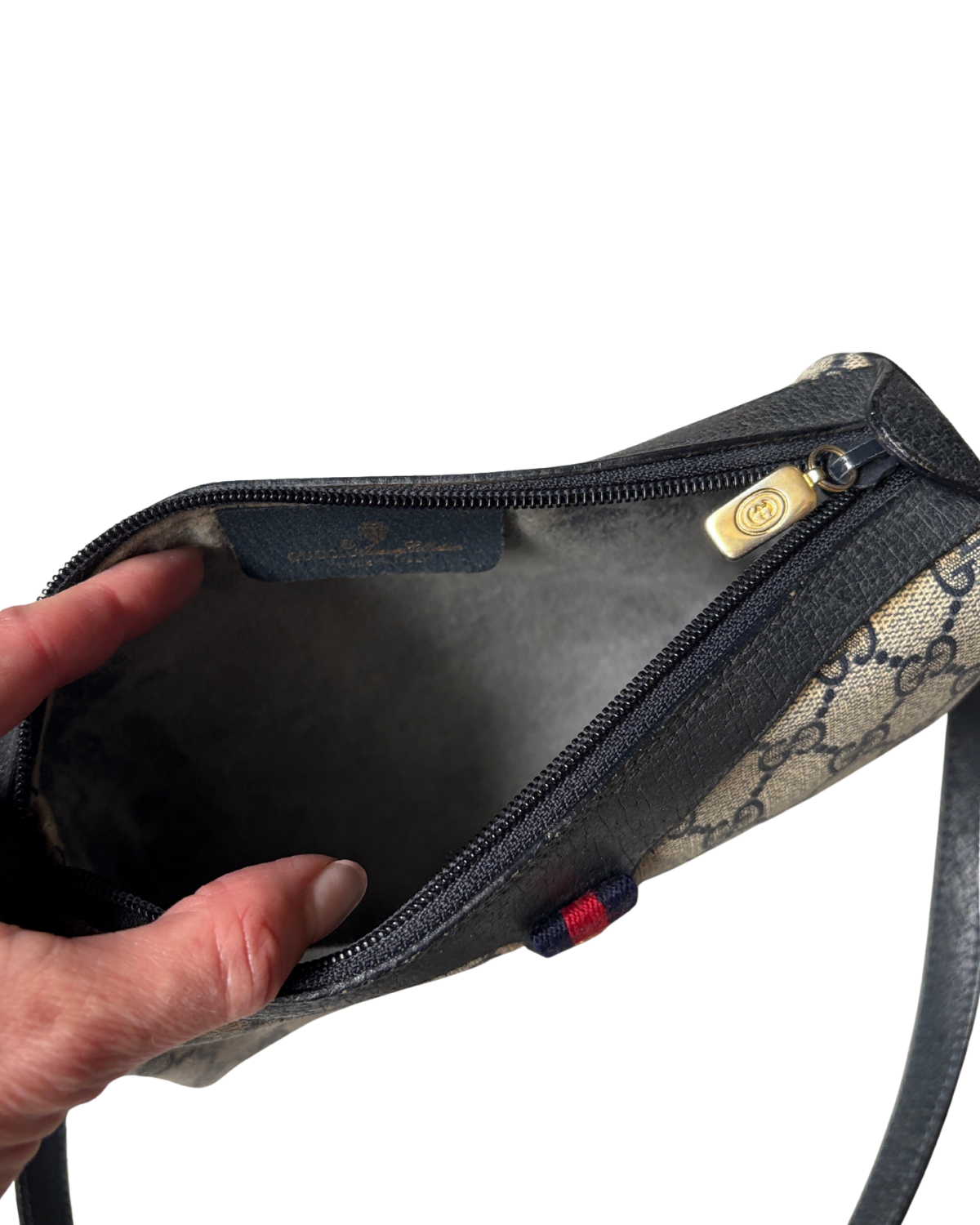 Gucci GG Navy Supreme Shoulder Bag (1970's-1980's)