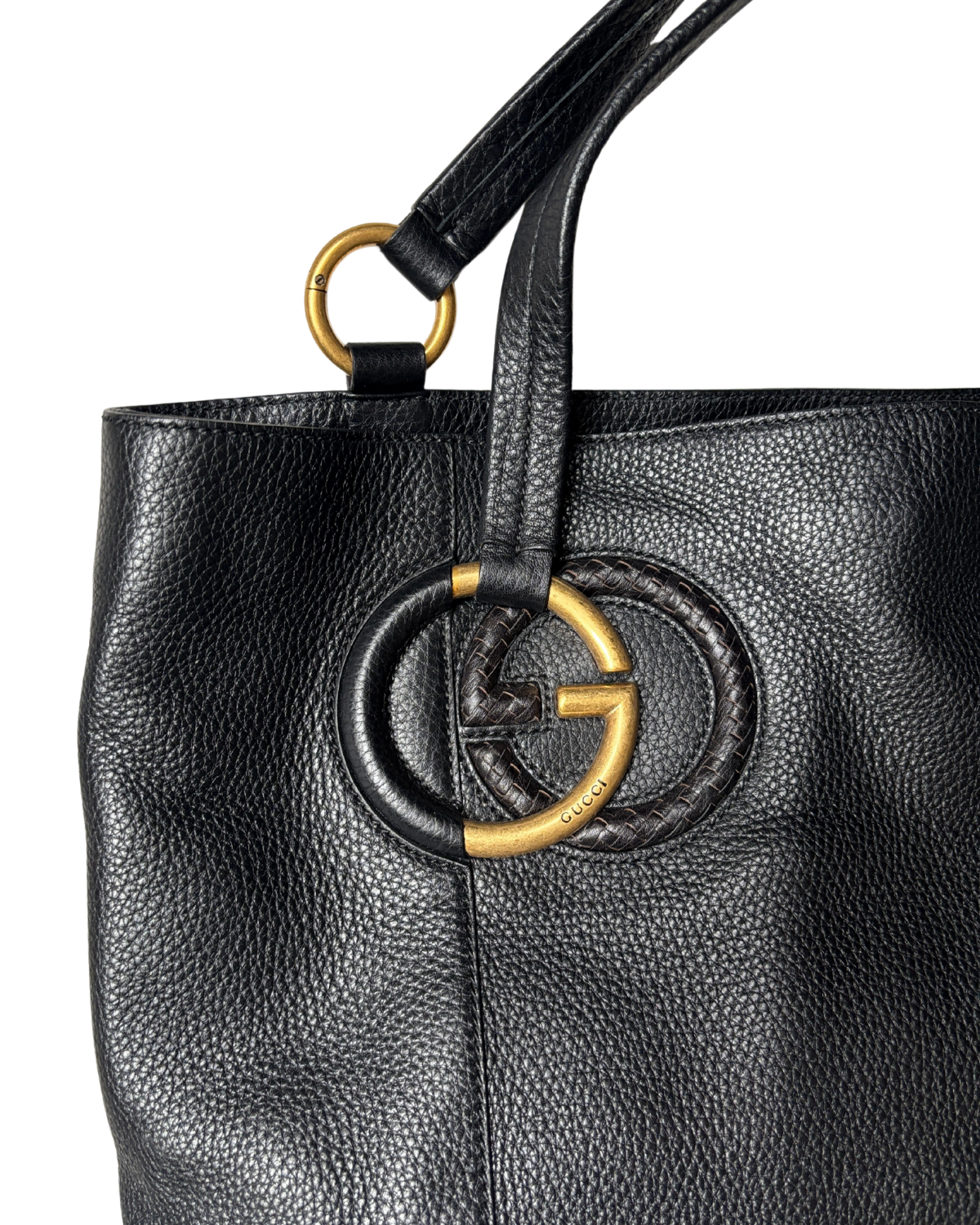 GUCCI Pebbled Calfskin Tote Bag