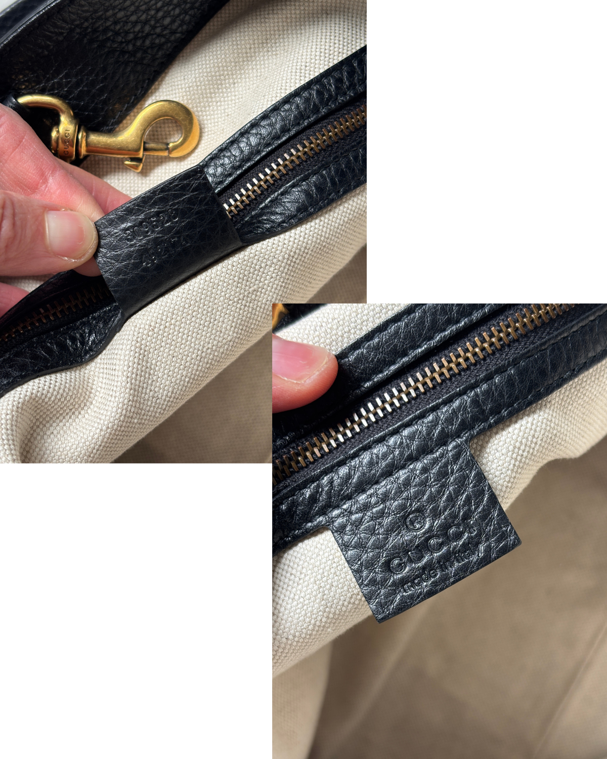 GUCCI Pebbled Calfskin Tote Bag