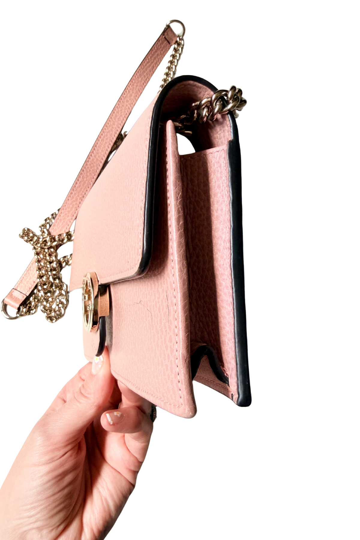 Gucci Pink Pebbled Leather Interlocking G WOC