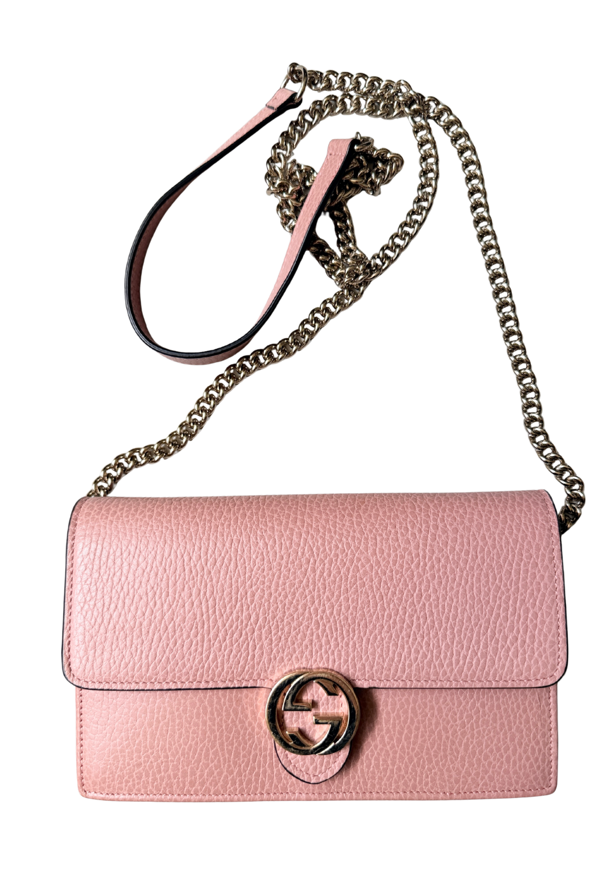 Gucci Pink Pebbled Leather Interlocking G WOC