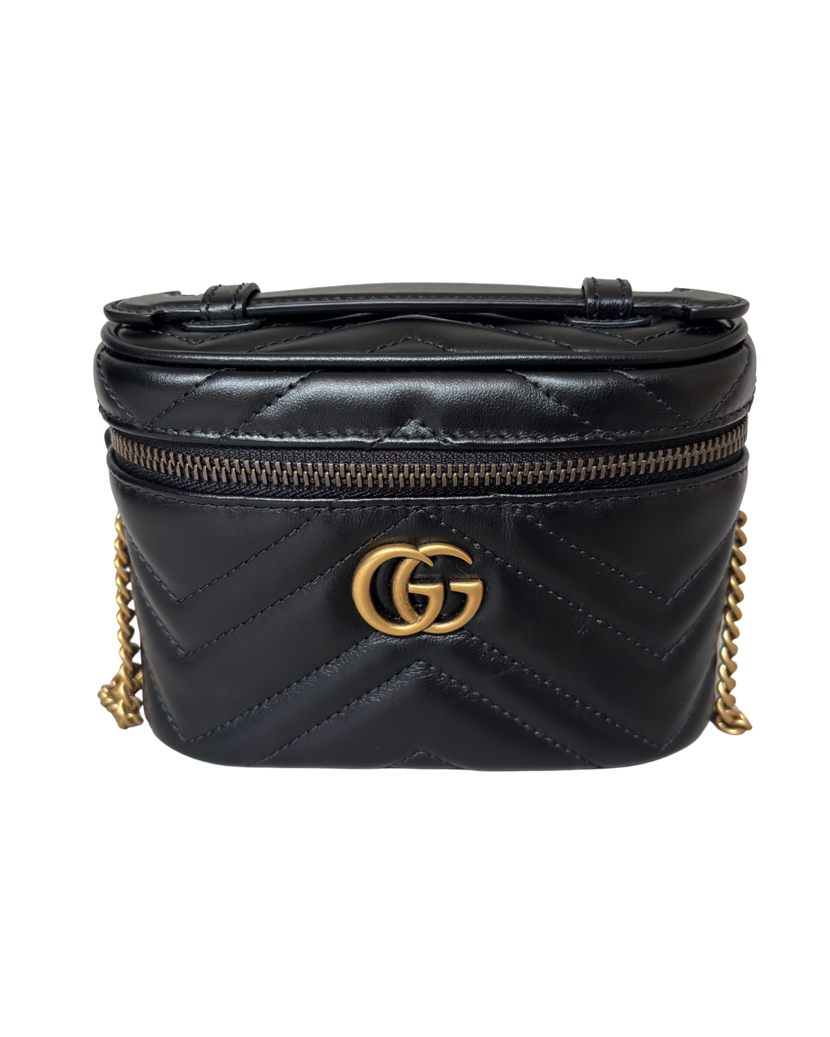 Gucci Mini Calfskin GG Marmont Top Handle Vanity Bag