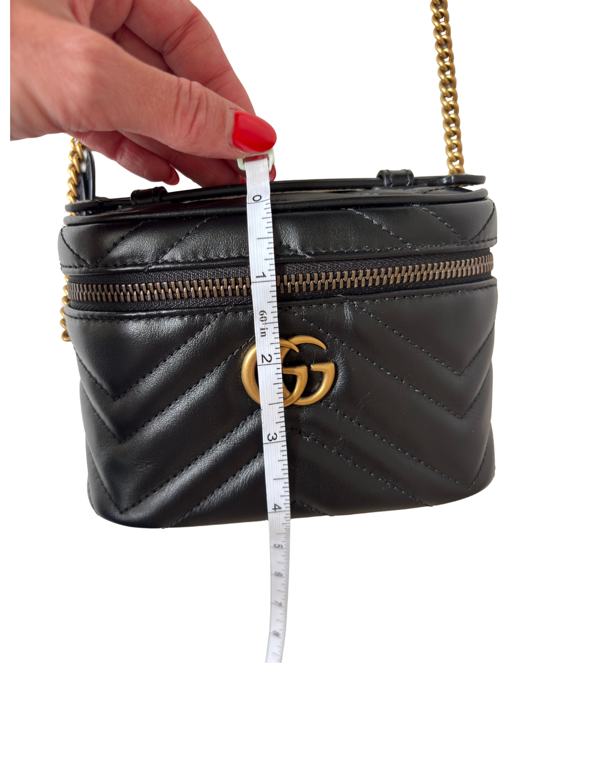 Gucci Mini Calfskin GG Marmont Top Handle Vanity Bag