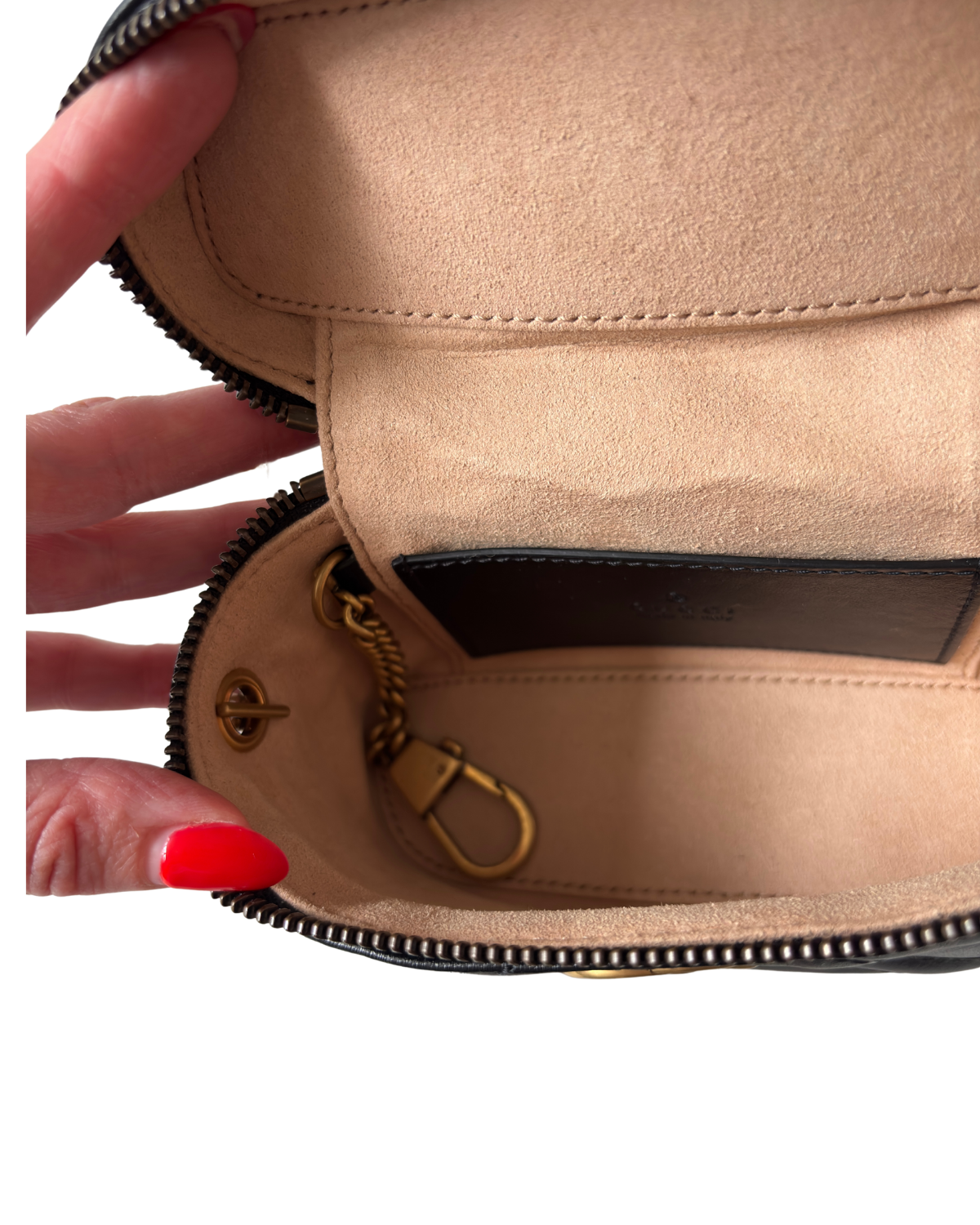 Gucci Mini Calfskin GG Marmont Top Handle Vanity Bag