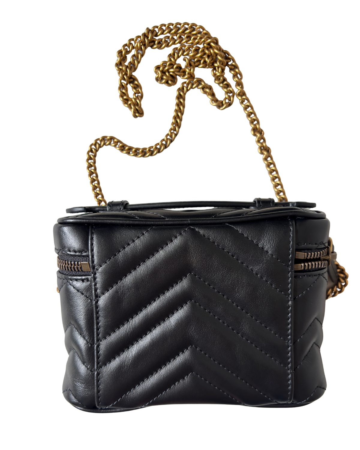 Gucci Mini Calfskin GG Marmont Top Handle Vanity Bag