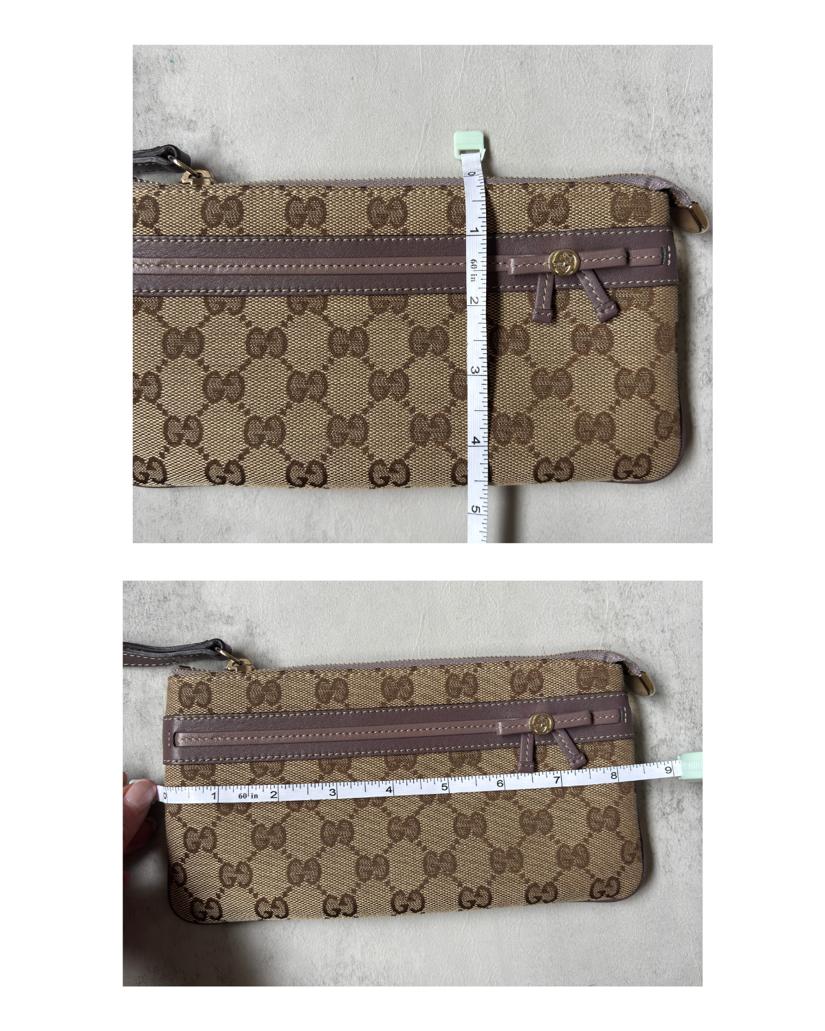 Gucci GG Canvas Wristlet with Bow