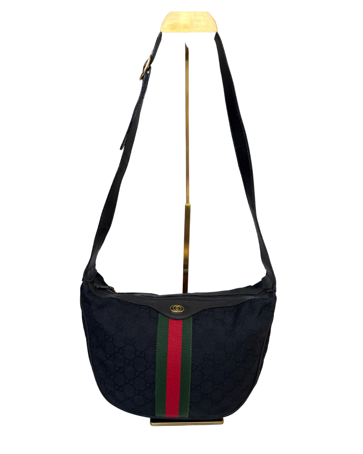 Gucci Vintage GG Web Sherry Line Canvas Shoulder Bag