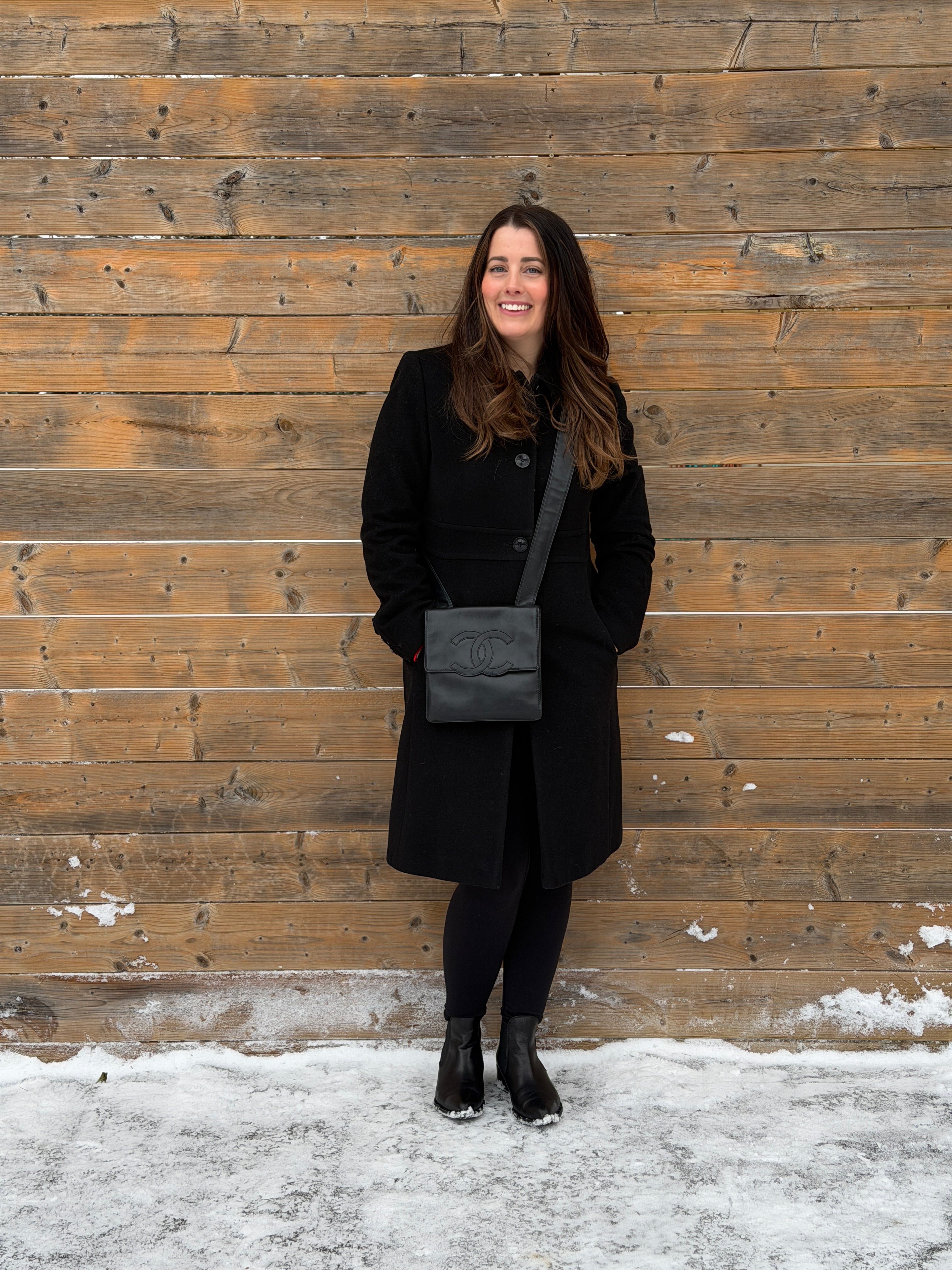 Chanel Vintage CC Flap Black Lambskin Messenger Bag 1997–1999