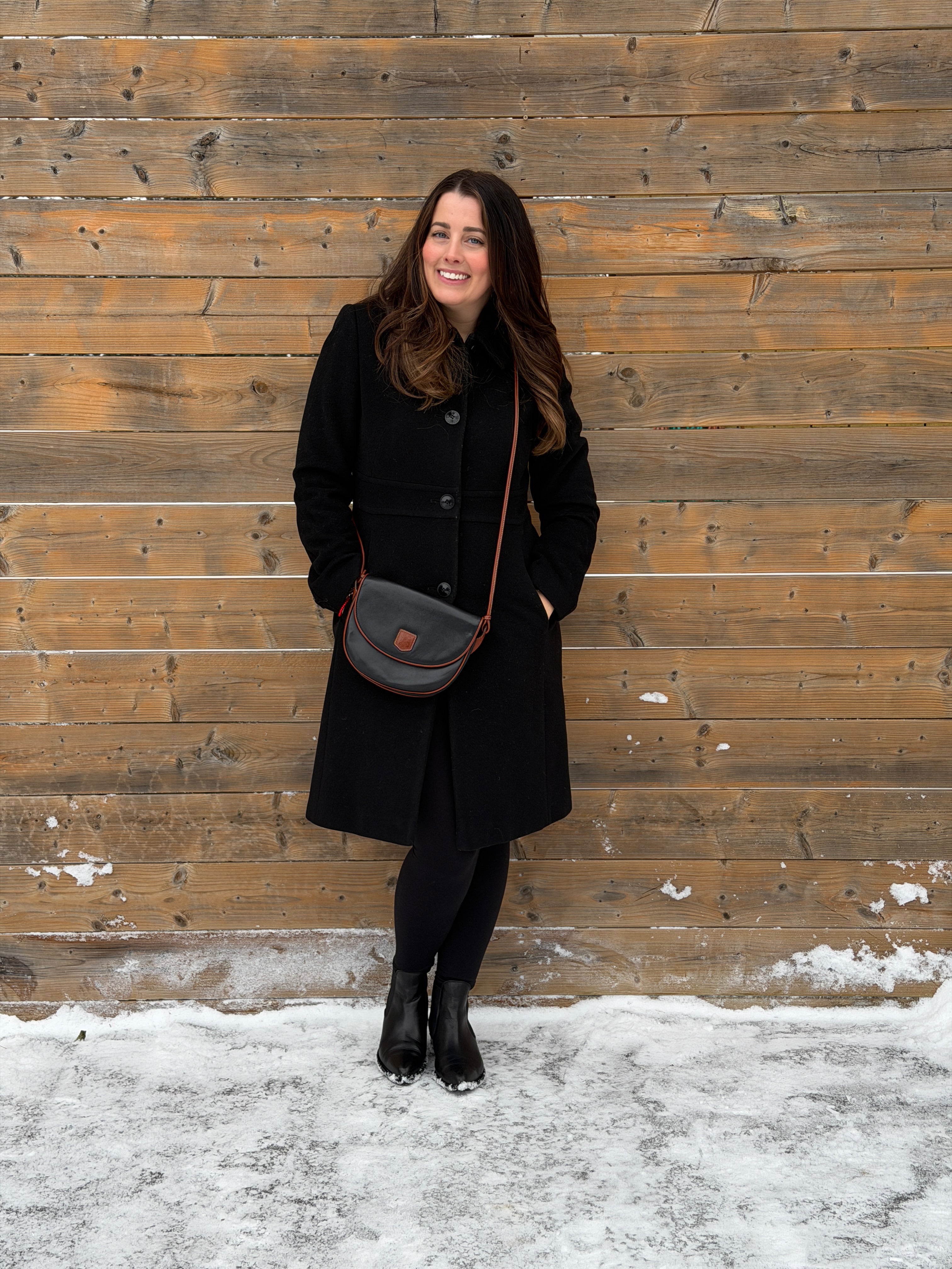 Celine Vintage Black Leather with Brown Trim Crossbody