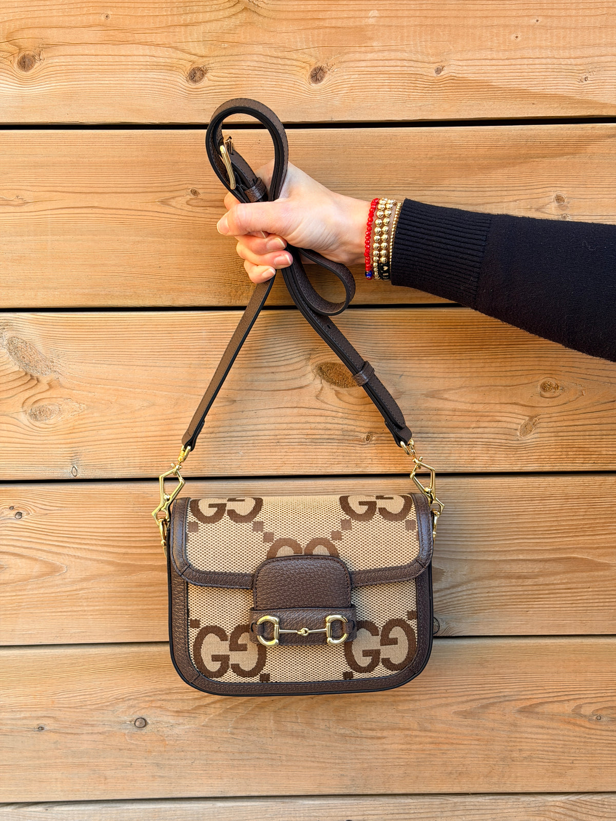 Gucci Monogram Jumbo GG mini Horsebit 1955 Crossbody ( 2 Straps)