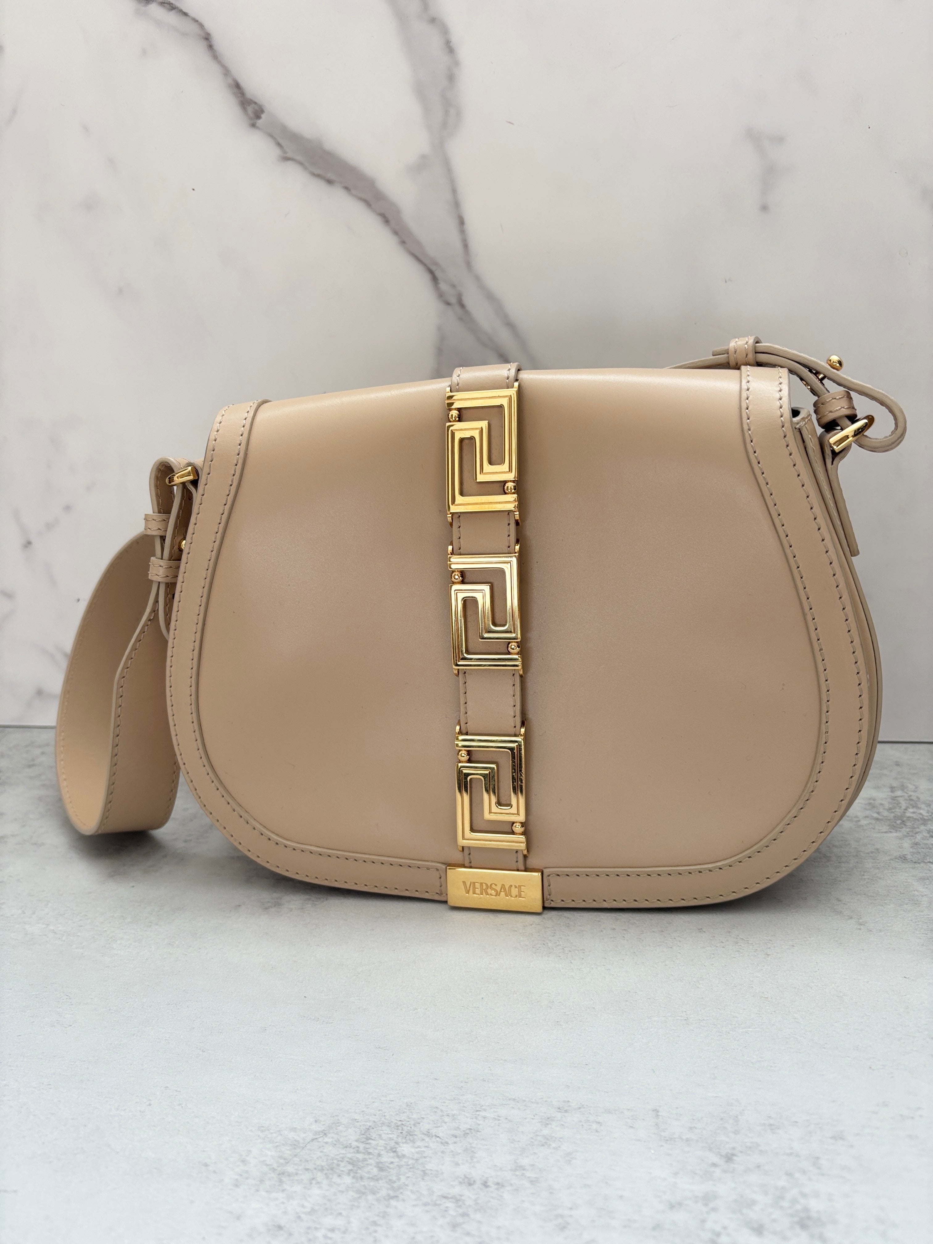 Versace Greca Goddess in Nude Leather