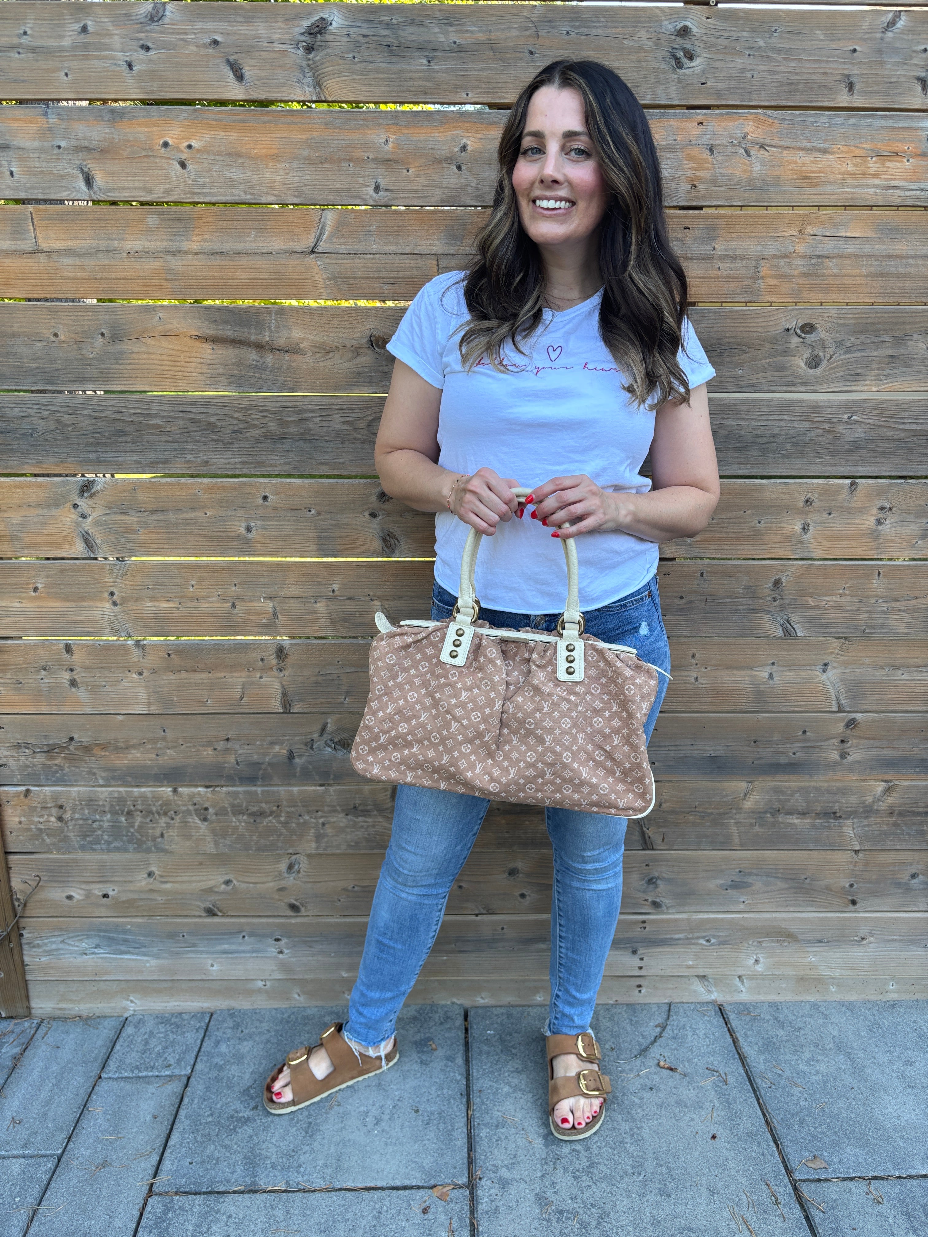 Louis Vuitton Camel Monogram Mini Lin Trapeze GM Bag
