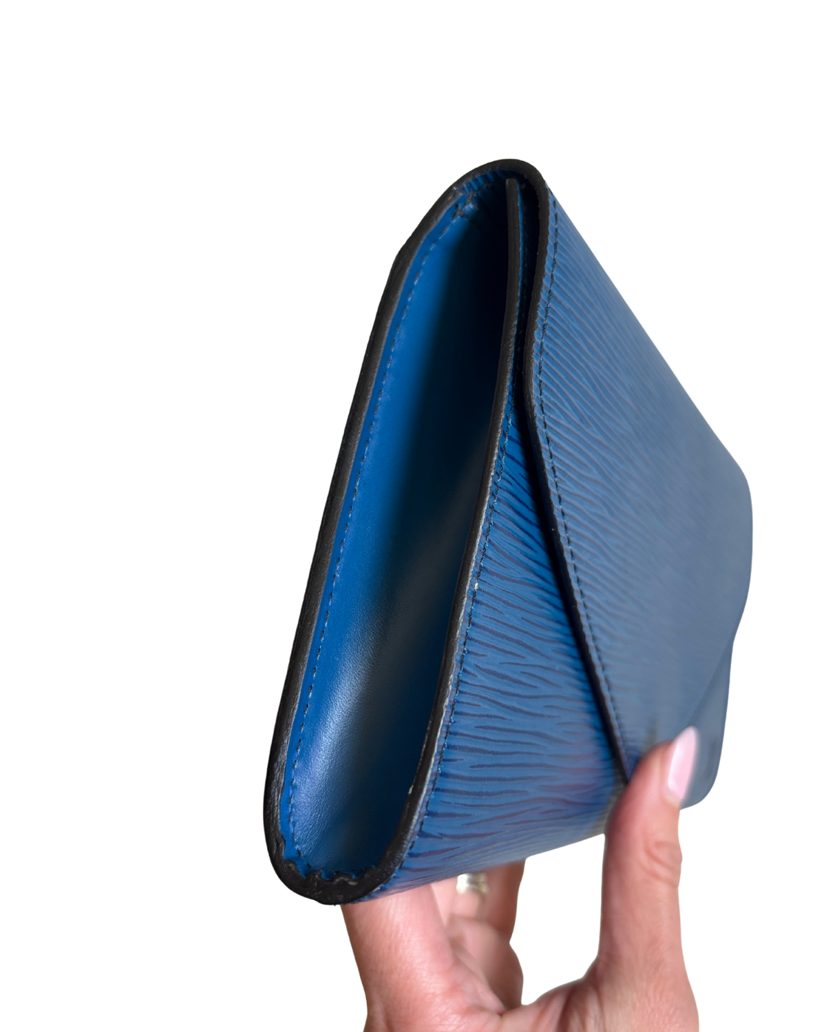 Louis Vuitton Art Deco Toledo Blue Epi Leather Clutch PM