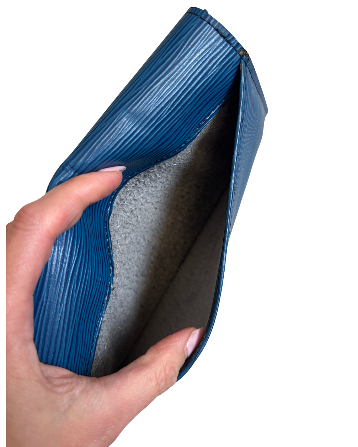 Louis Vuitton Art Deco Toledo Blue Epi Leather Clutch PM