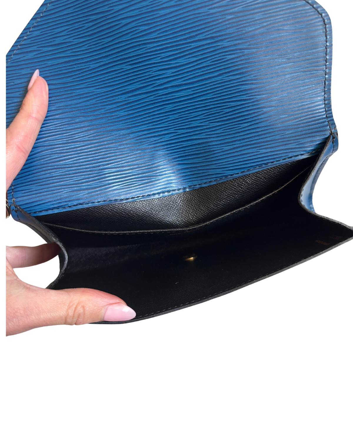 Louis Vuitton Art Deco Toledo Blue Epi Leather Clutch PM