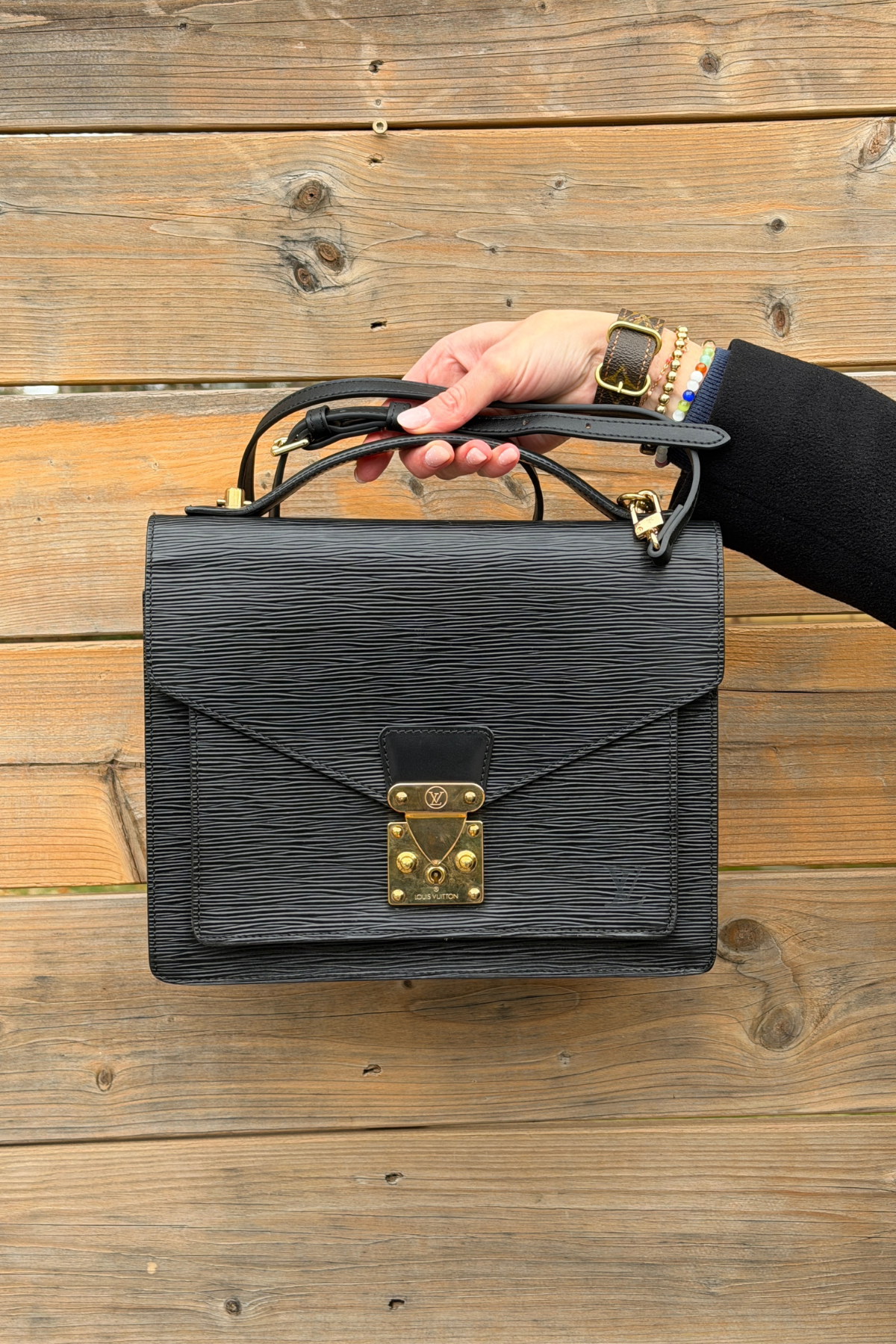Vintage Louis Vuitton Black Epi Marceau Handbag (1994) Generic Chain / Strap Included