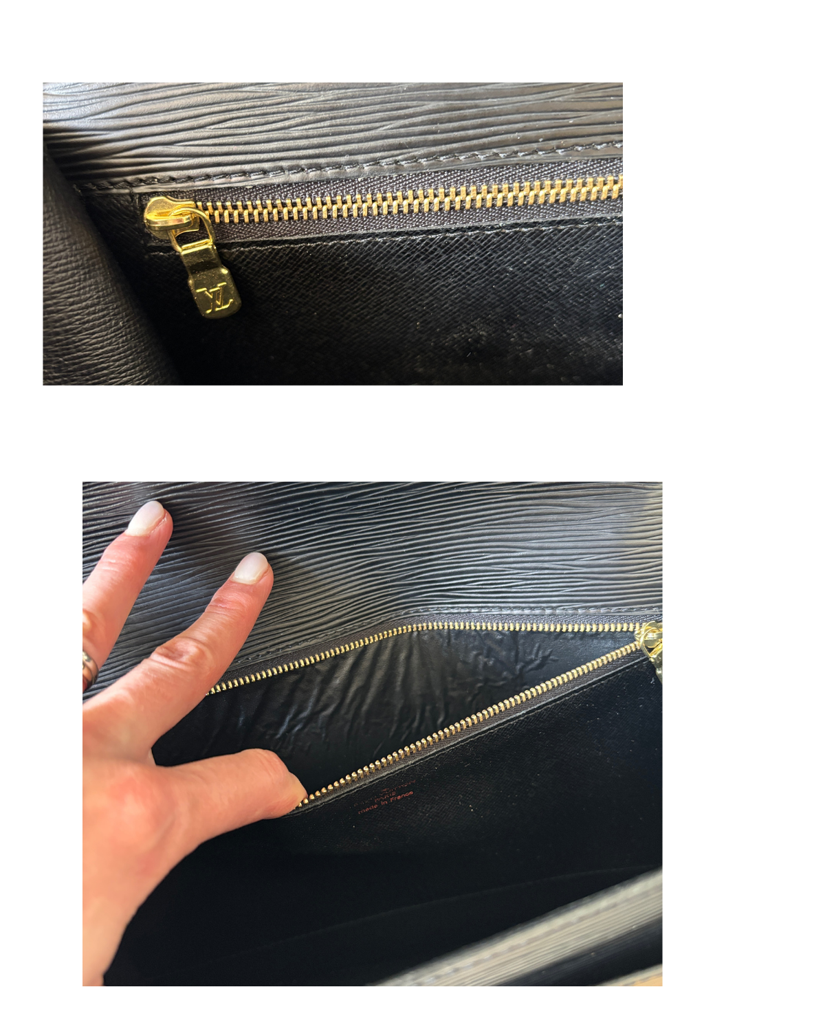 Vintage Louis Vuitton Black Epi Marceau Handbag (2002) with generic strap