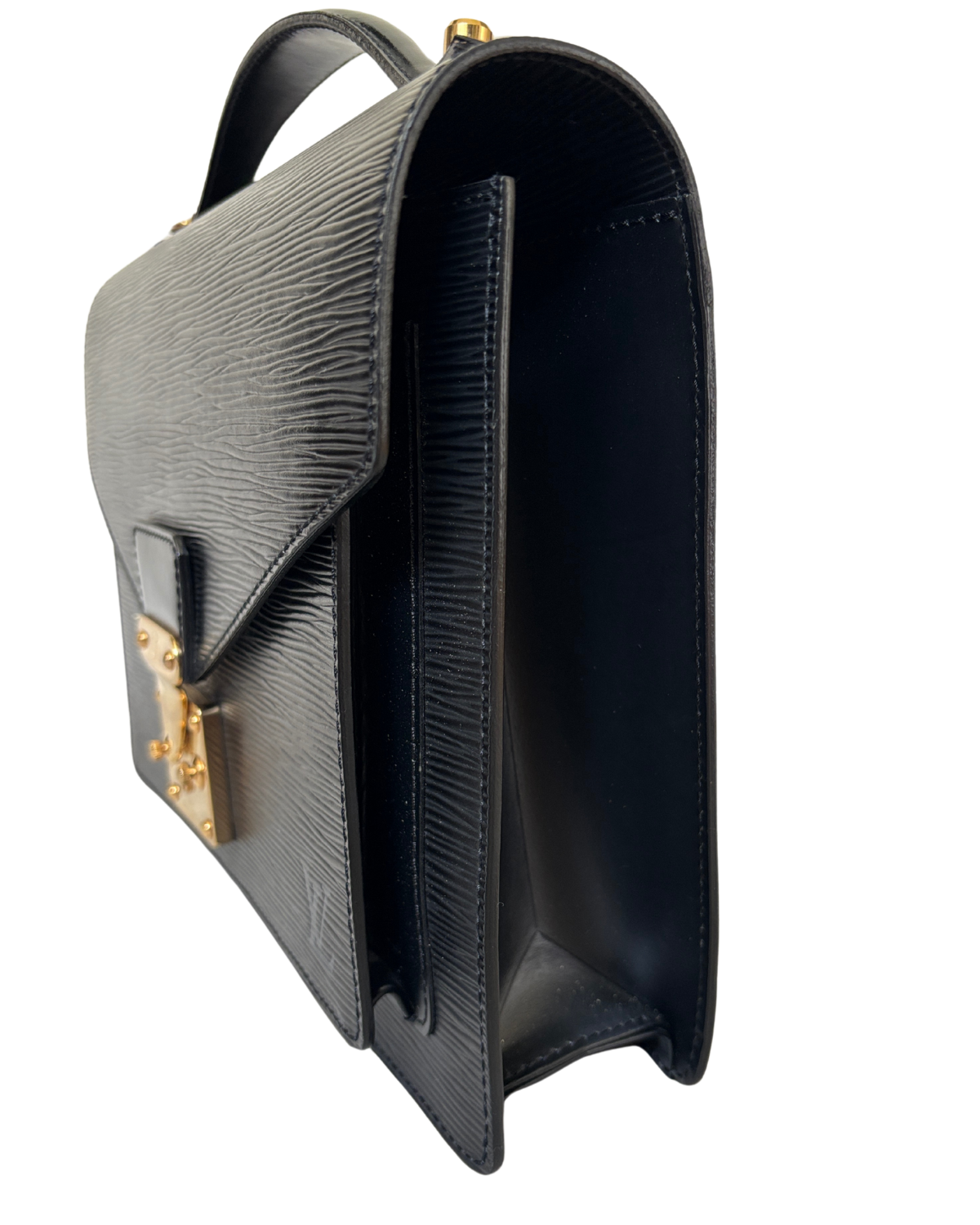 Vintage Louis Vuitton Black Epi Marceau Handbag (2002) with generic strap
