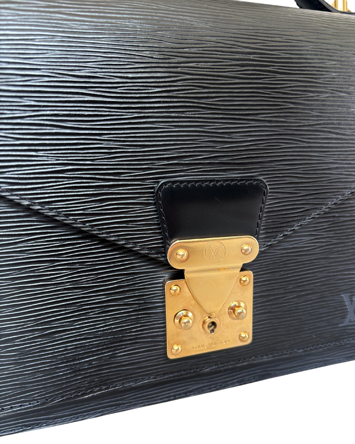 Vintage Louis Vuitton Black Epi Marceau Handbag (2002) with generic strap