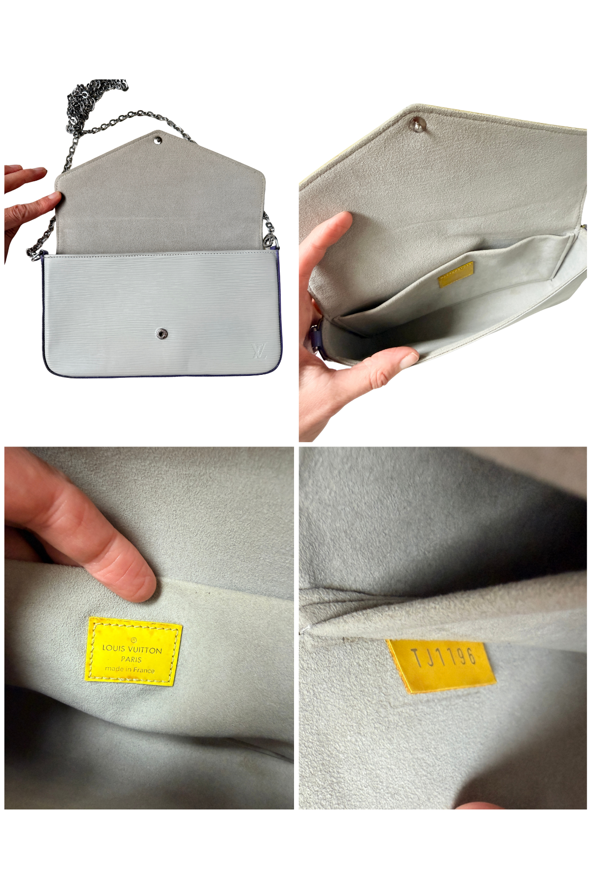 Louis Vuitton Pochette Félicie Yellow/Grey/Purple Epi Tricolor (2016) (Copy)
