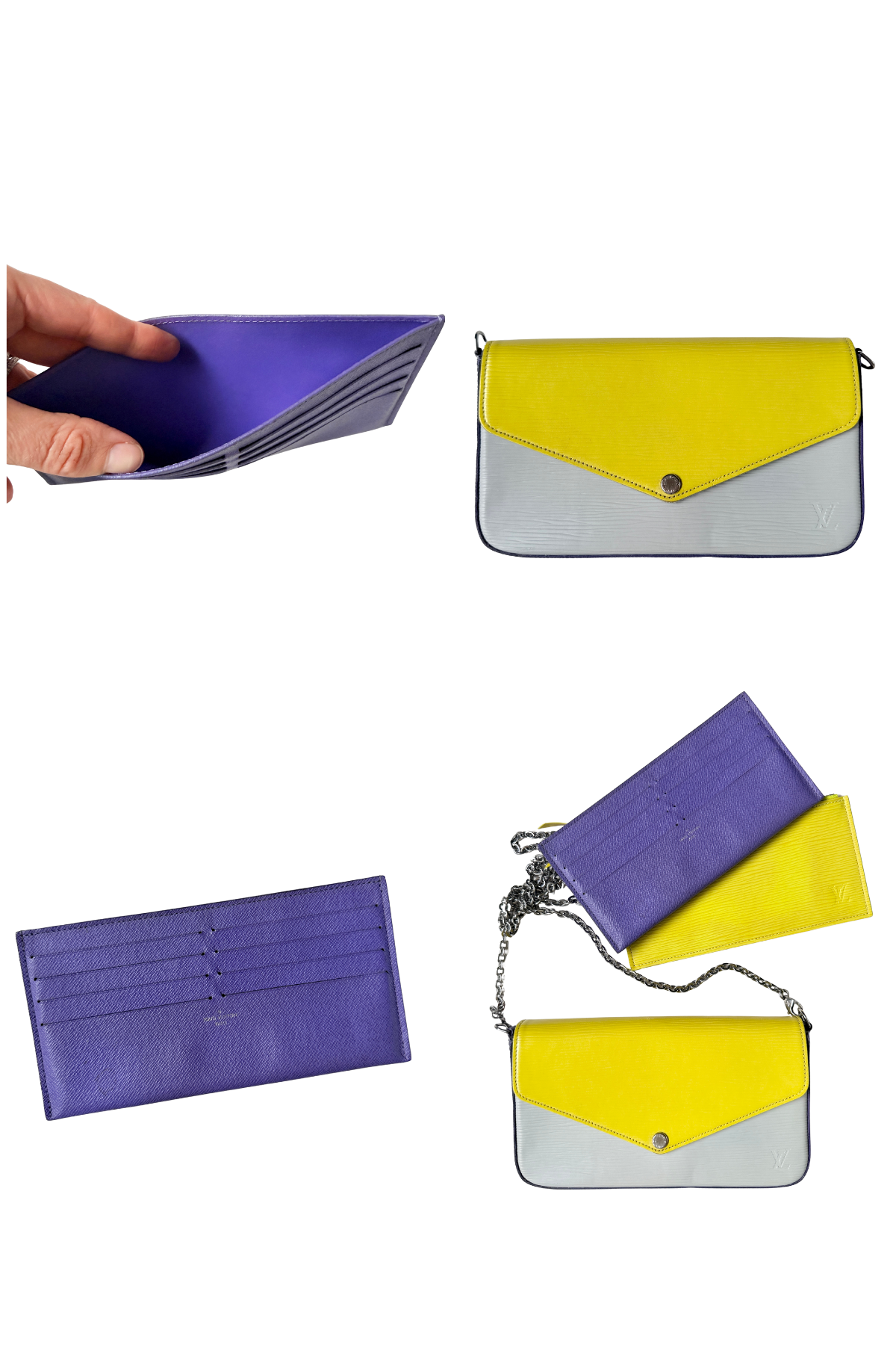 Louis Vuitton Pochette Félicie Yellow/Grey/Purple Epi Tricolor (2016) (Copy)