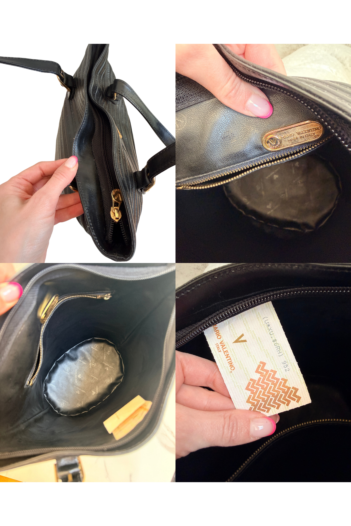 Mario Valentino Embossed Leather Bucket Tote
