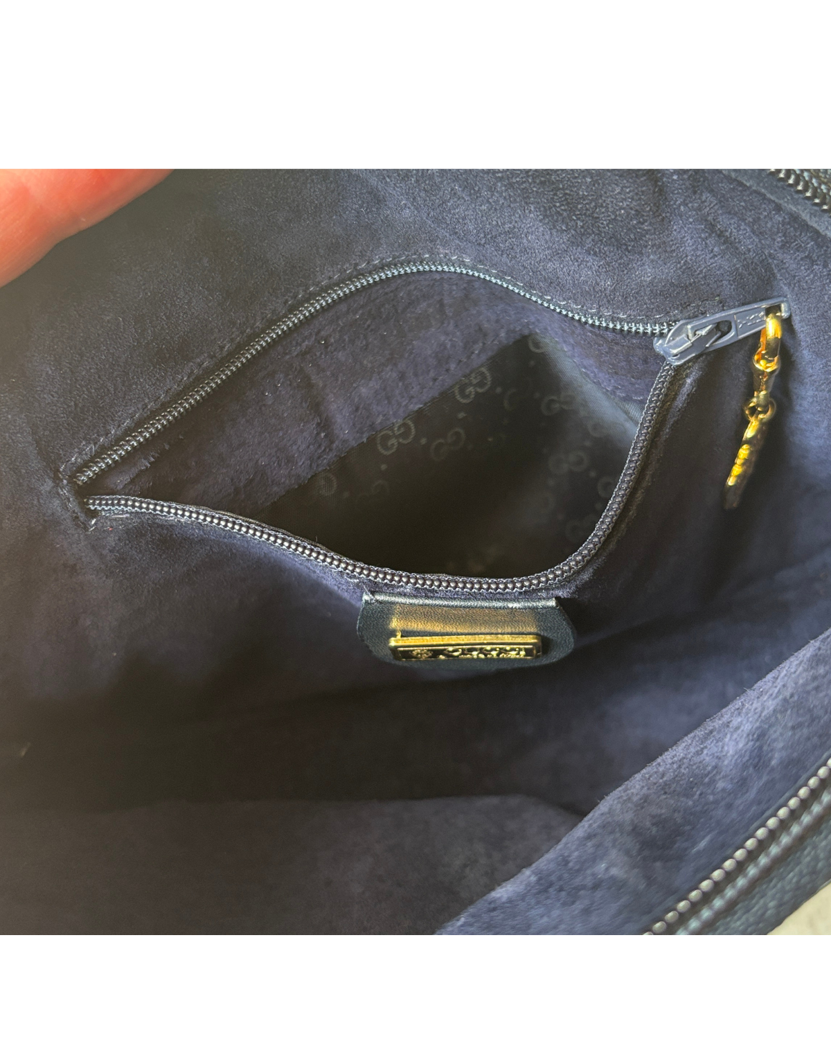 Vintage Gucci Navy Leather Sling Bag