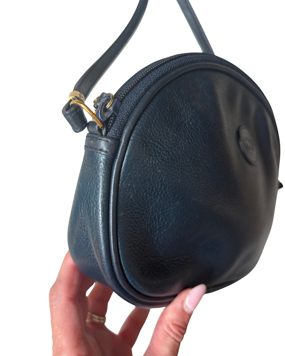 Vintage Gucci Navy Leather Sling Bag