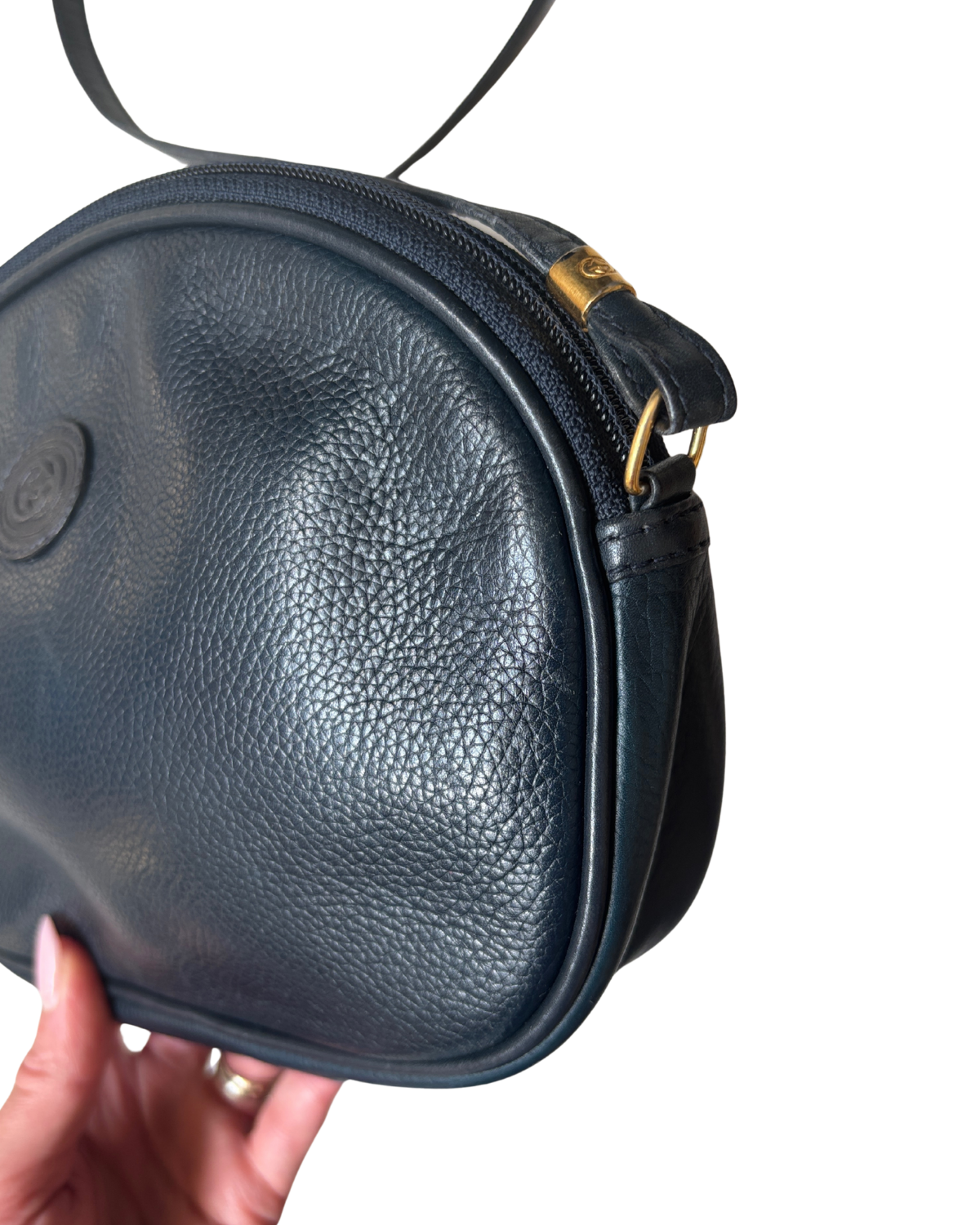 Vintage Gucci Navy Leather Sling Bag