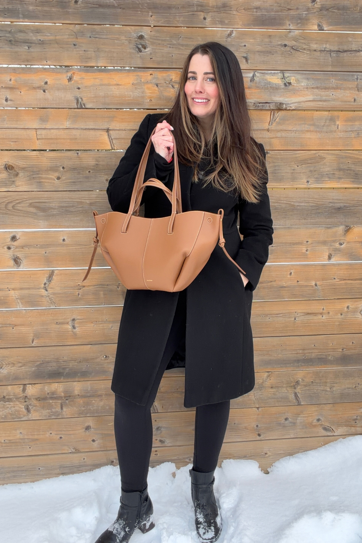 Polène Cyme Mini Textured Camel Tote