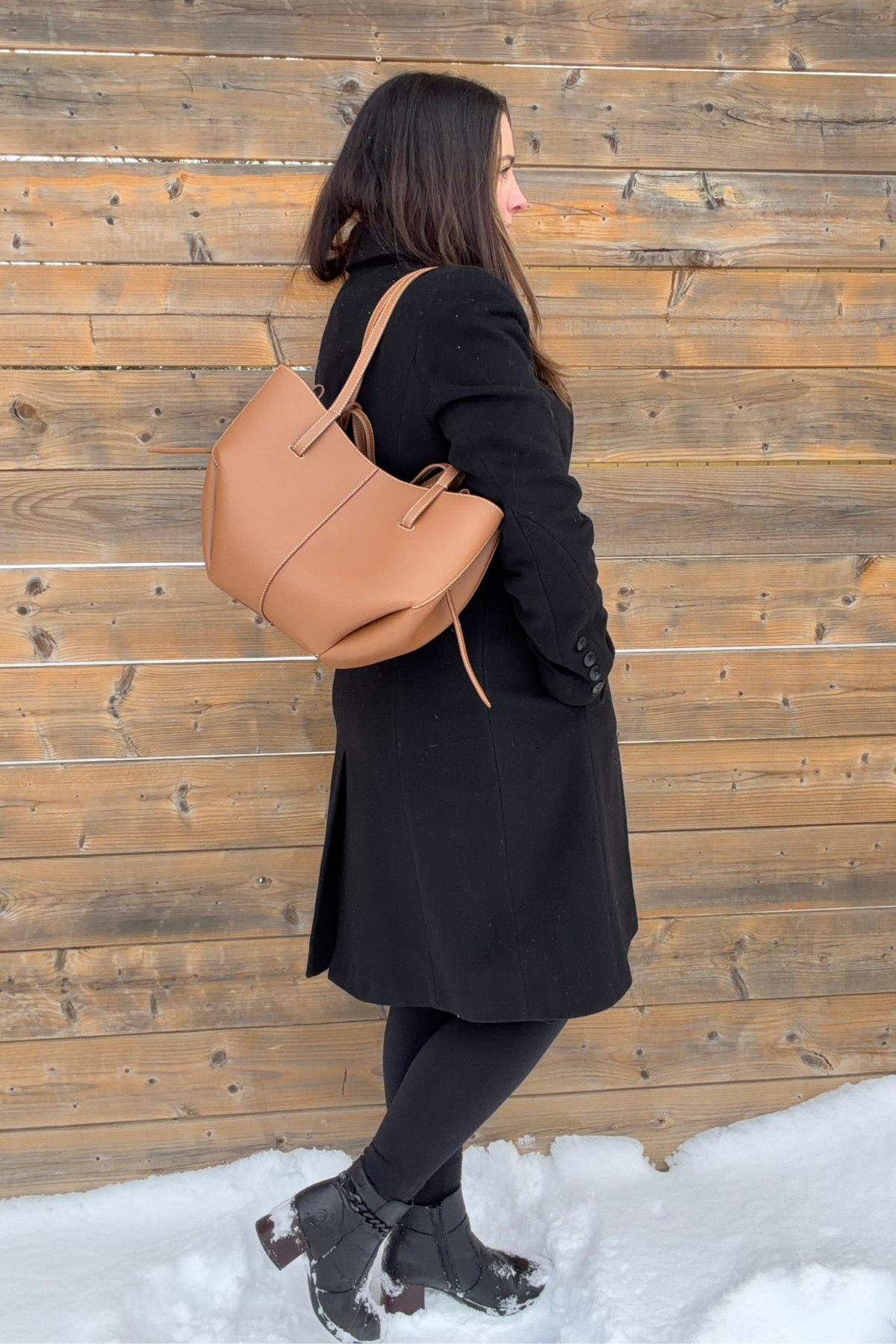Polène Cyme Mini Textured Camel Tote