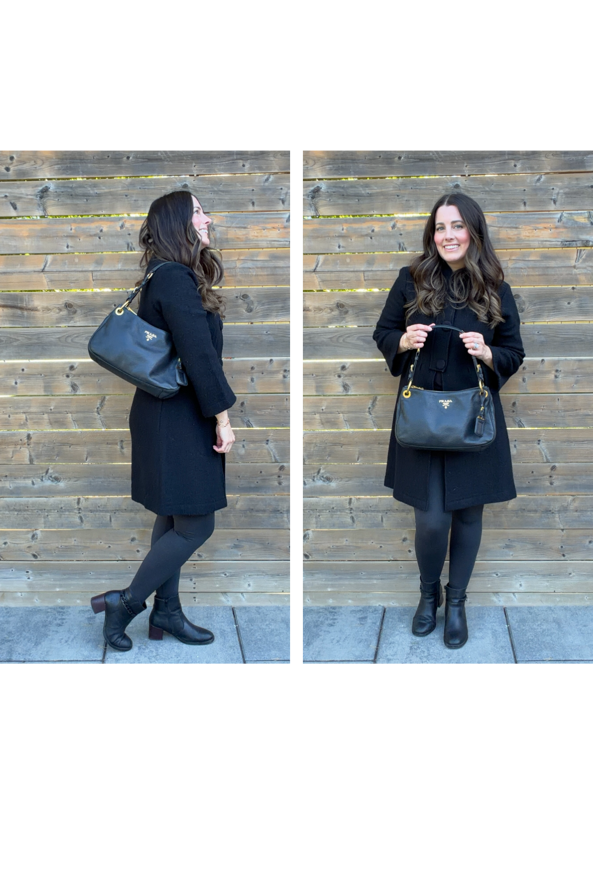 Prada Vitello Daino Black Leather Shoulder Bag