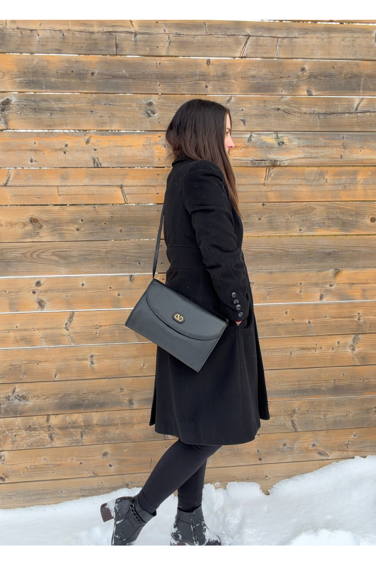 Valentino Garavani Pebbled Leather Clutch Shoulder Bag