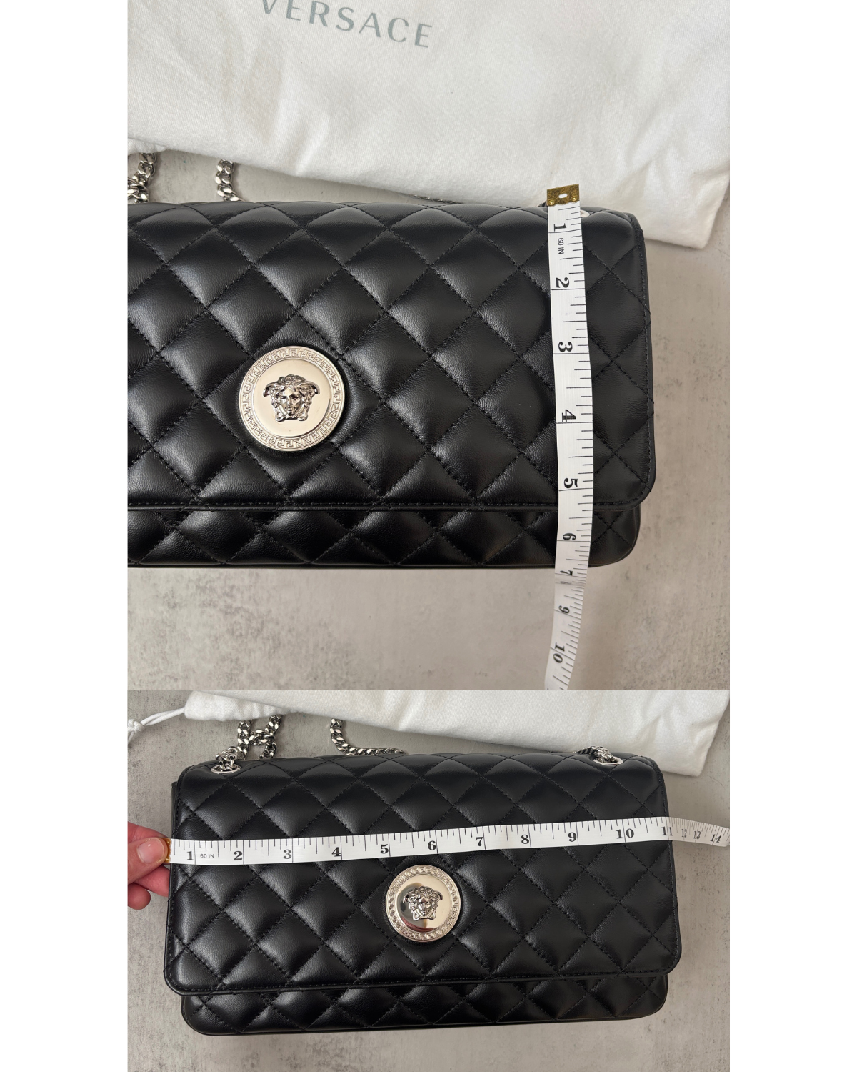 Versace Quilted Lambskin Leather Shoulder Bag with Medusa Medallion