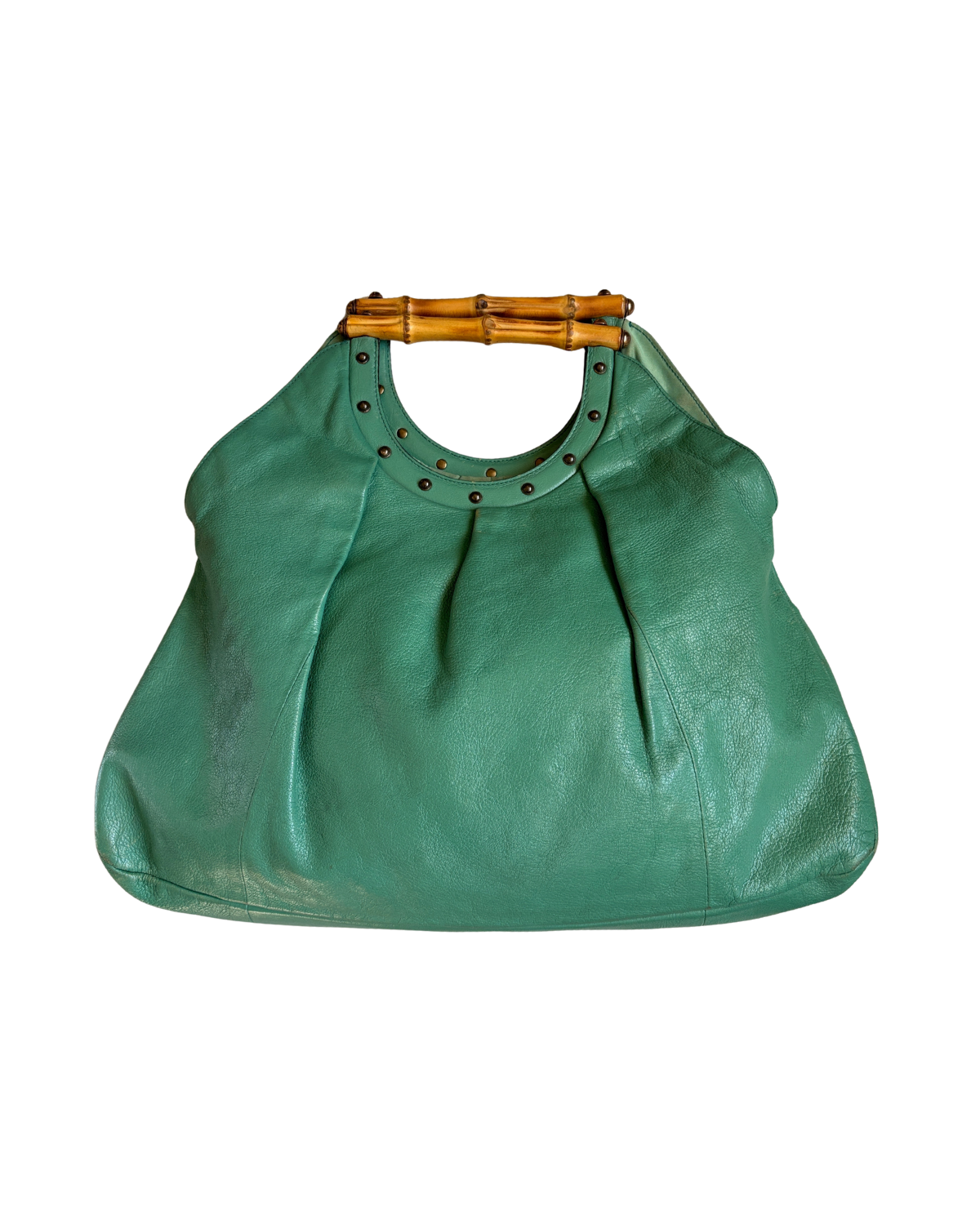 Gucci Vintage Green Tom Ford Bamboo Handle Hobo