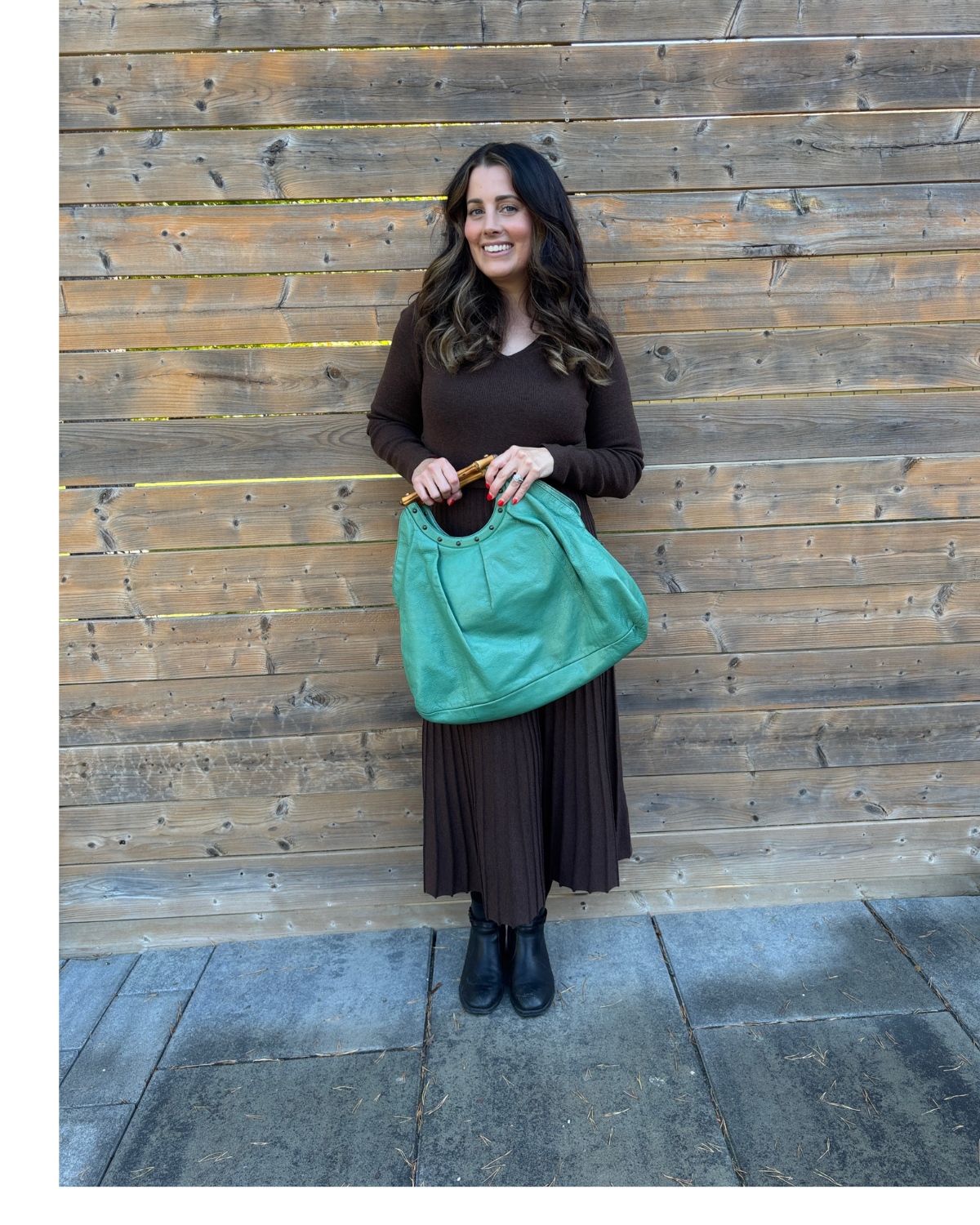 Gucci Vintage Green Tom Ford Bamboo Handle Hobo