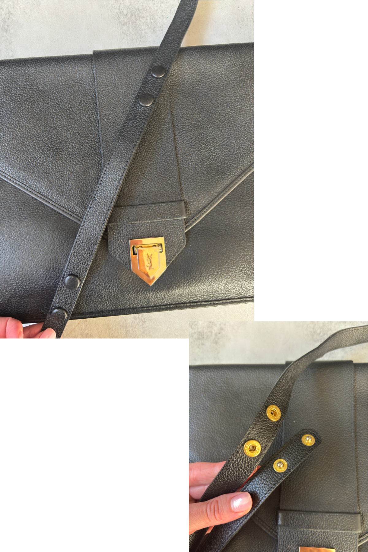 Vintage YSL Black Leather Shoulder / Portfolio Bag (90's)