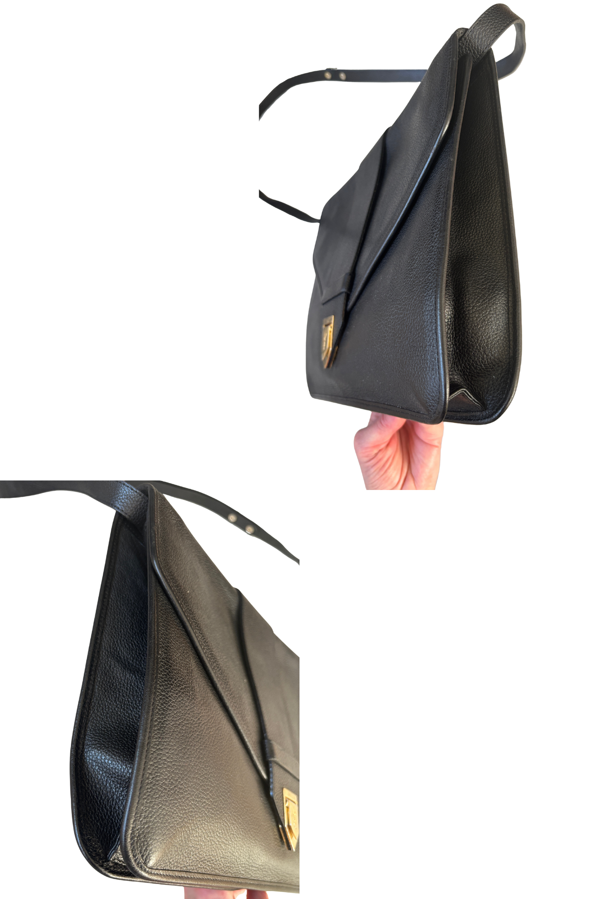 Vintage YSL Black Leather Shoulder / Portfolio Bag (90's)