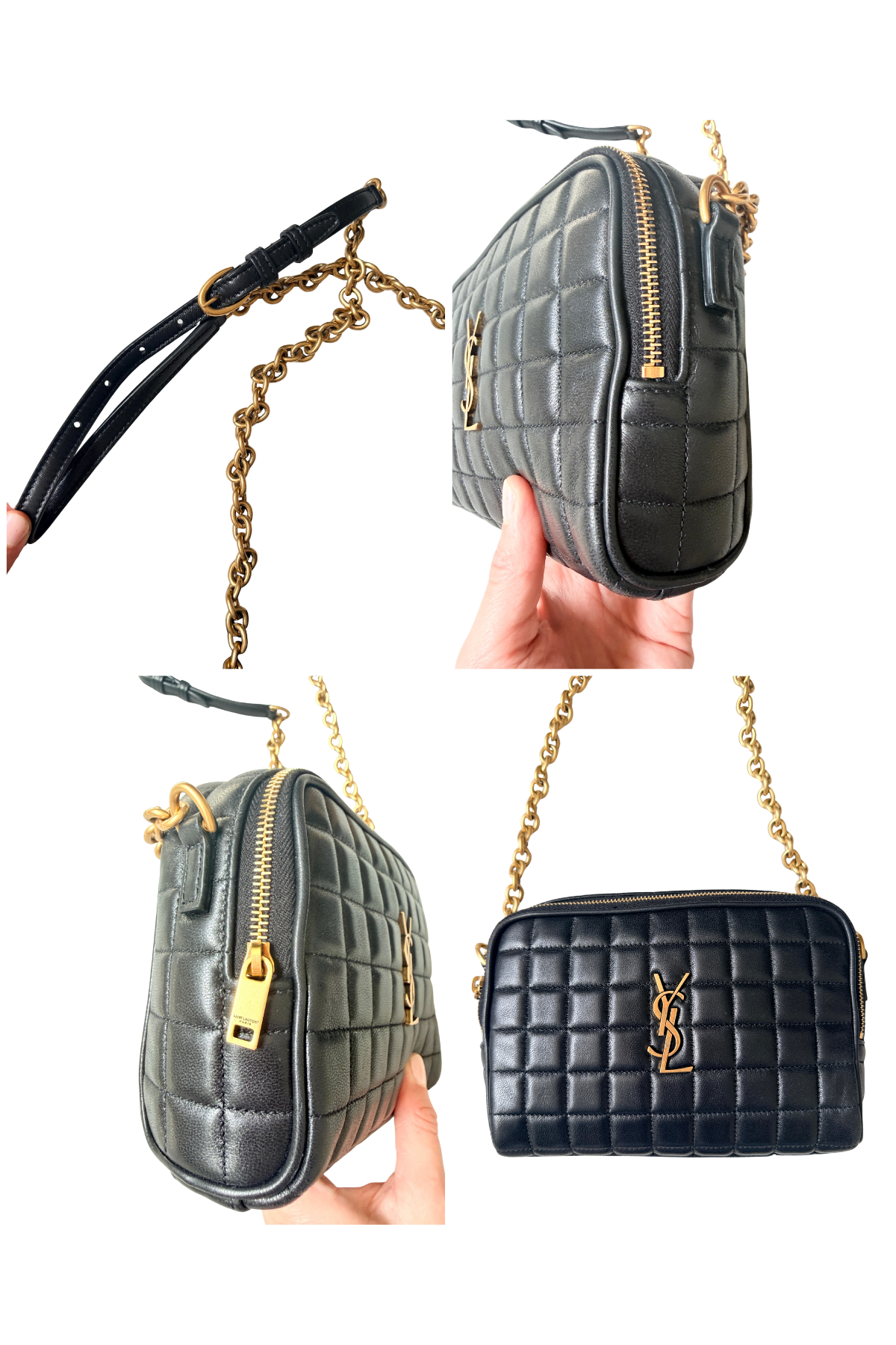 Saint Laurent Lambskin Quilted Matelassé Carré Mini Camera Bag