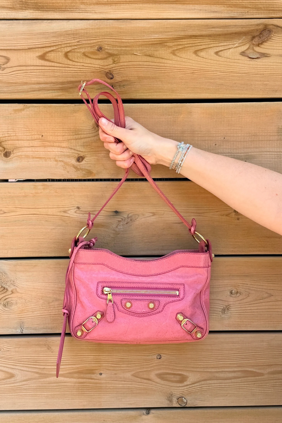 Balenciaga Giant Hip Bubble Gum Pink Shoulder Bag (with Mirror)