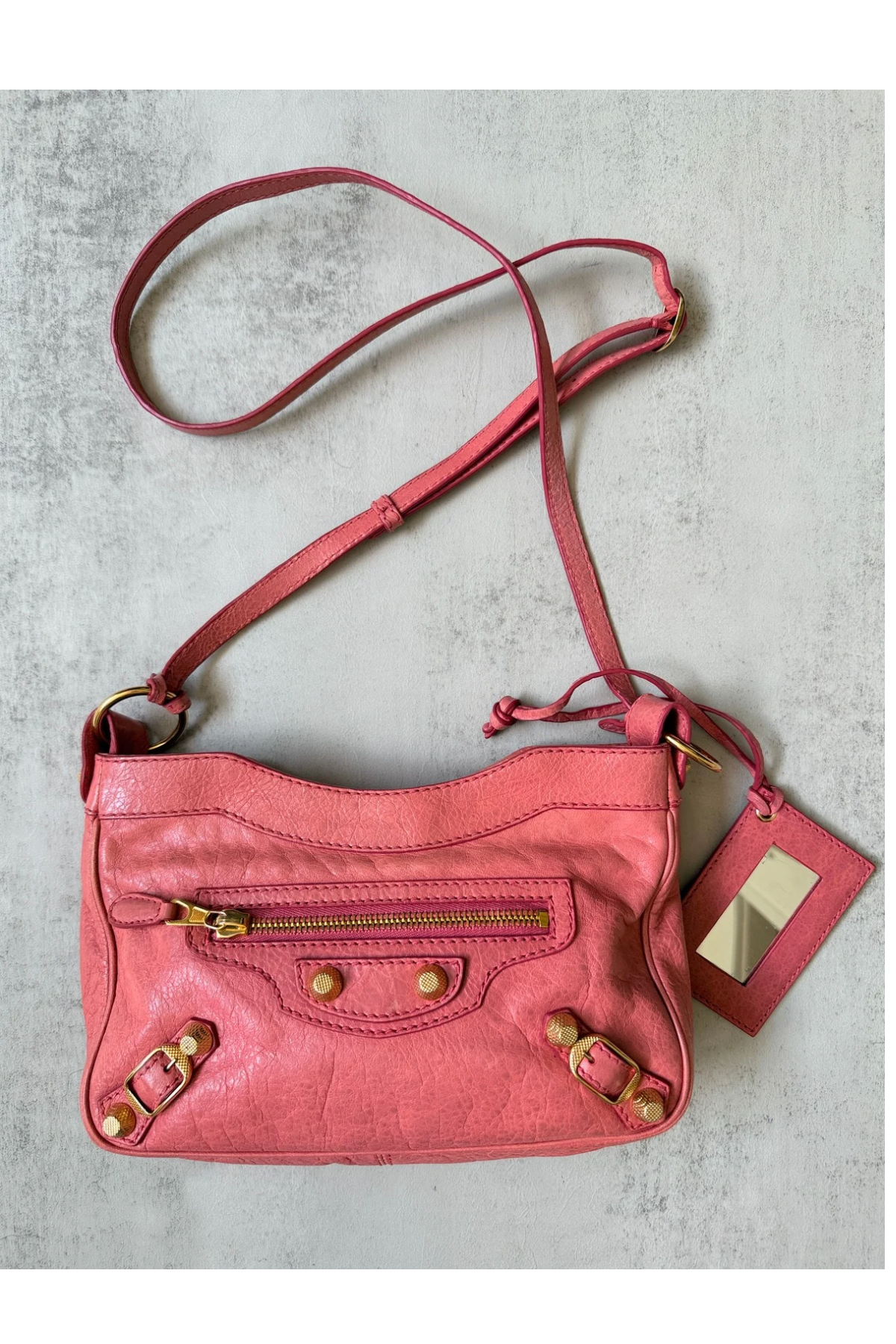 Balenciaga Giant Hip Bubble Gum Pink Shoulder Bag (with Mirror)