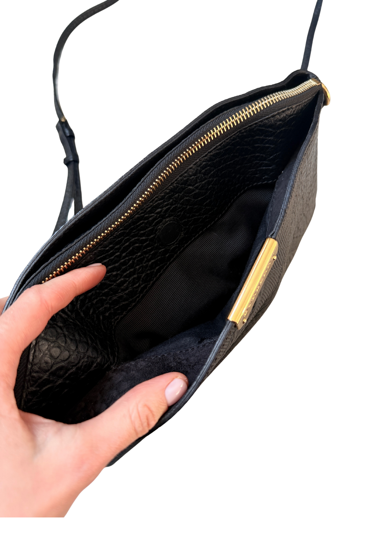 BURBERRY Black Embossed Check Heritage Grain Leather Chichester Crossbody Bag