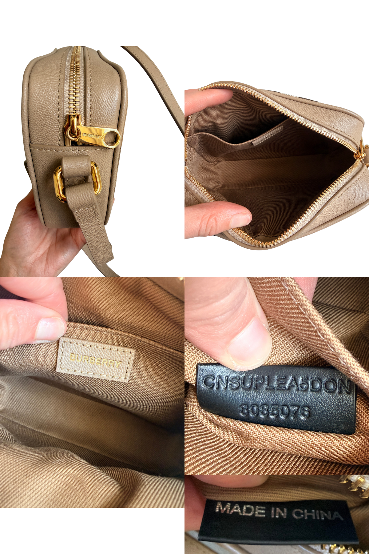 Burberry House Check Small Camera Bag in Chestnut Beige | Full Set