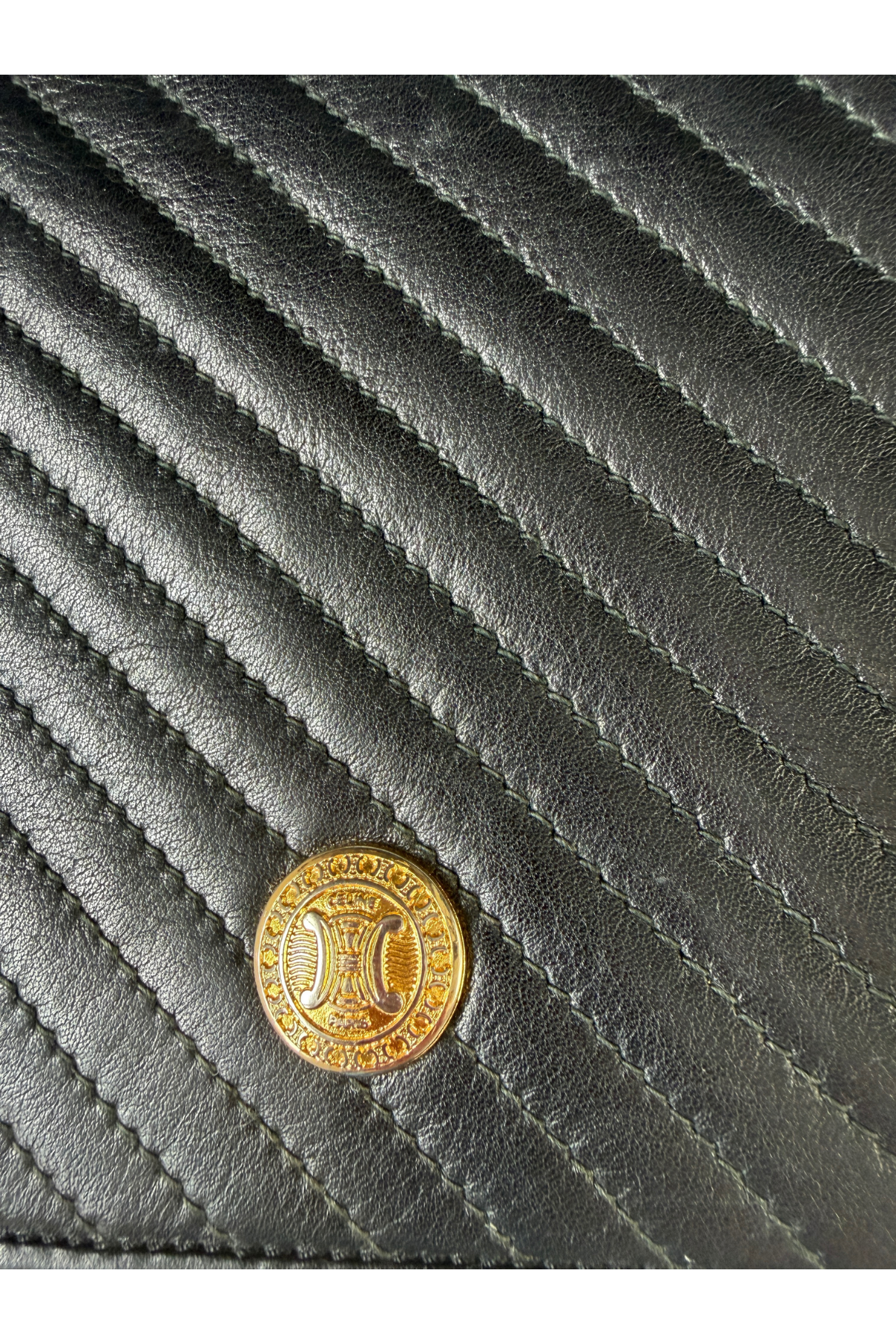 Celine Vintage Quilted Black Leather Shoulder 2in1 Bag