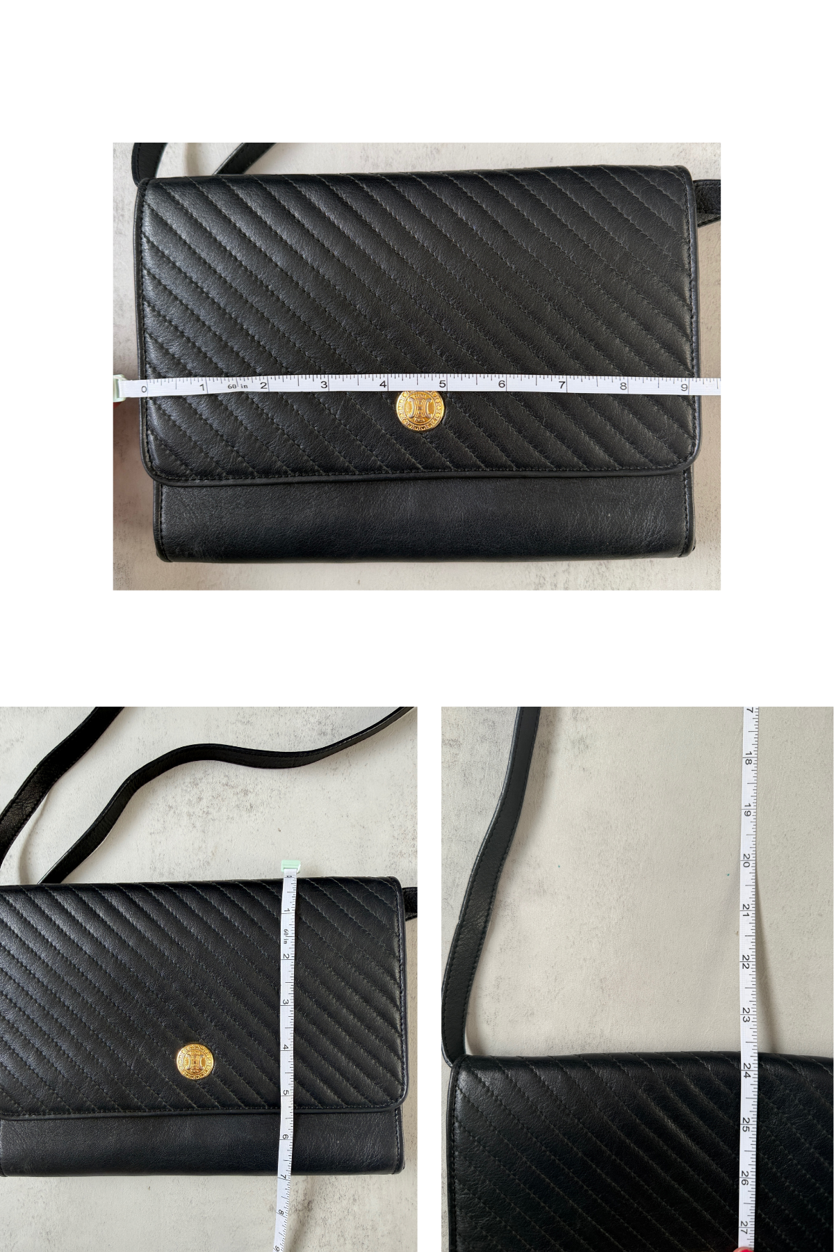 Celine Vintage Quilted Black Leather Shoulder 2in1 Bag